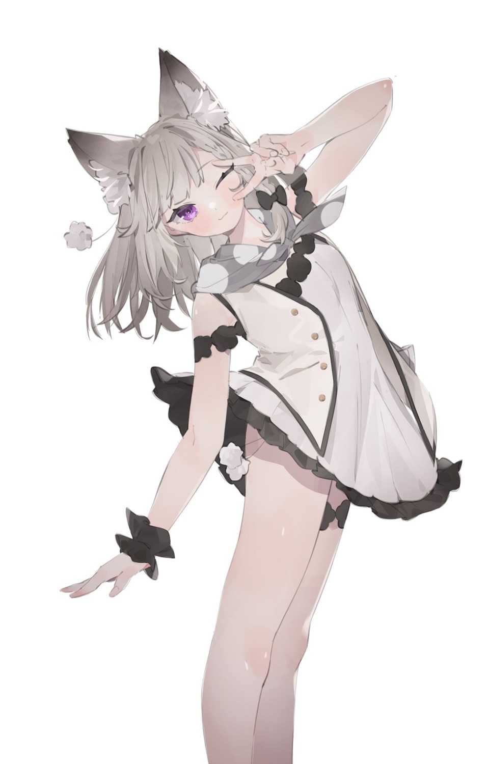 animal_ears animare garter nanashi_inc. rippootai shiromiya_mimi skirt_lift