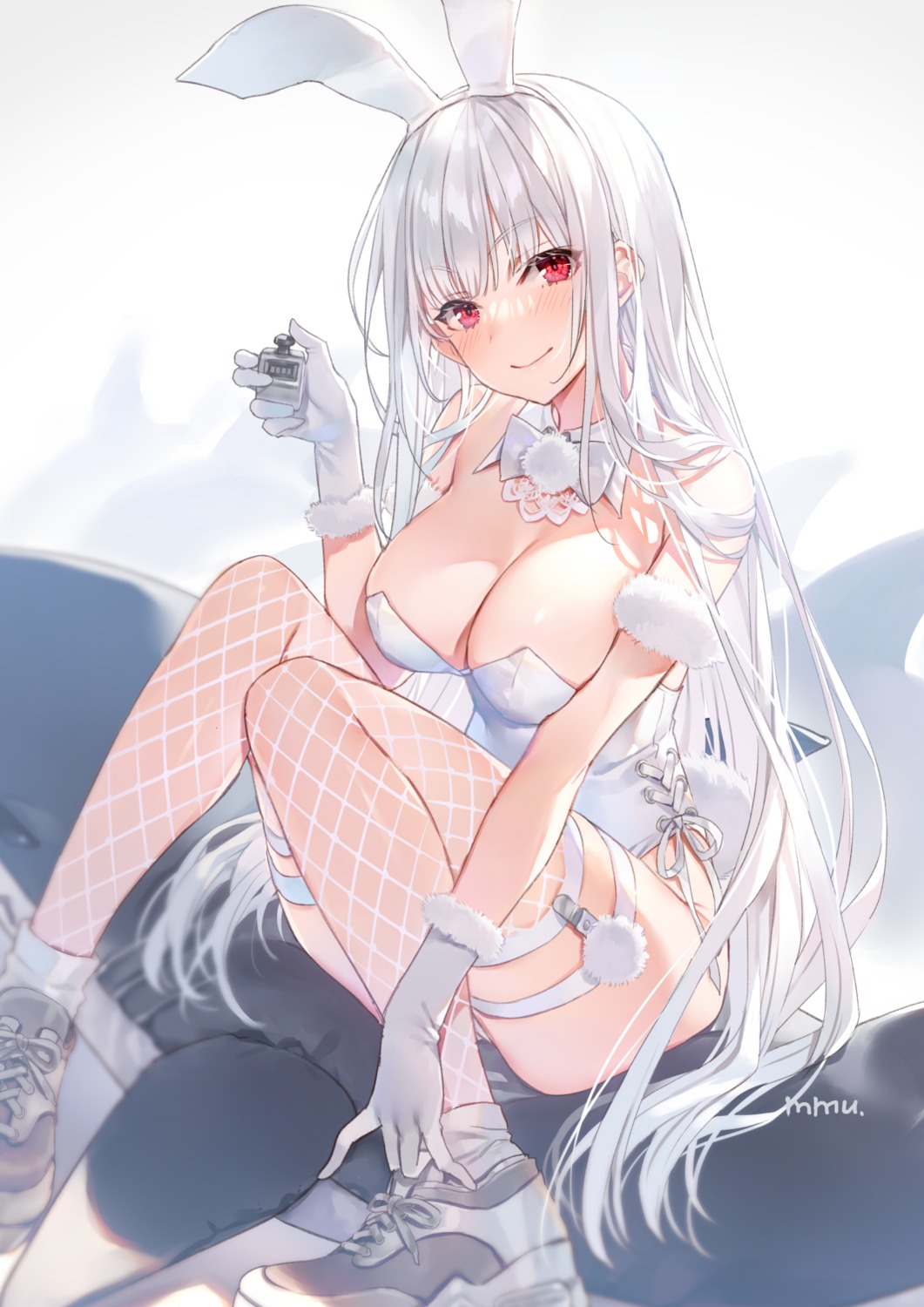 animal_ears bunny_ears bunny_girl fishnets garter mmu no_bra thighhighs