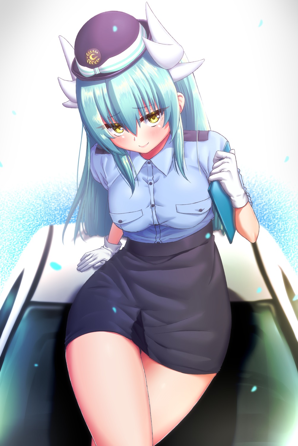 fate/grand_order horns kiyohime_(fate/grand_order) mkon police_uniform