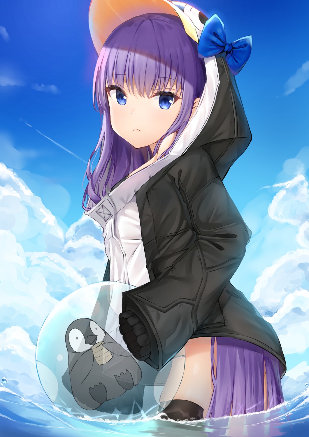 bachibachi_(tisen) fate/grand_order meltryllis penguin thighhighs wet