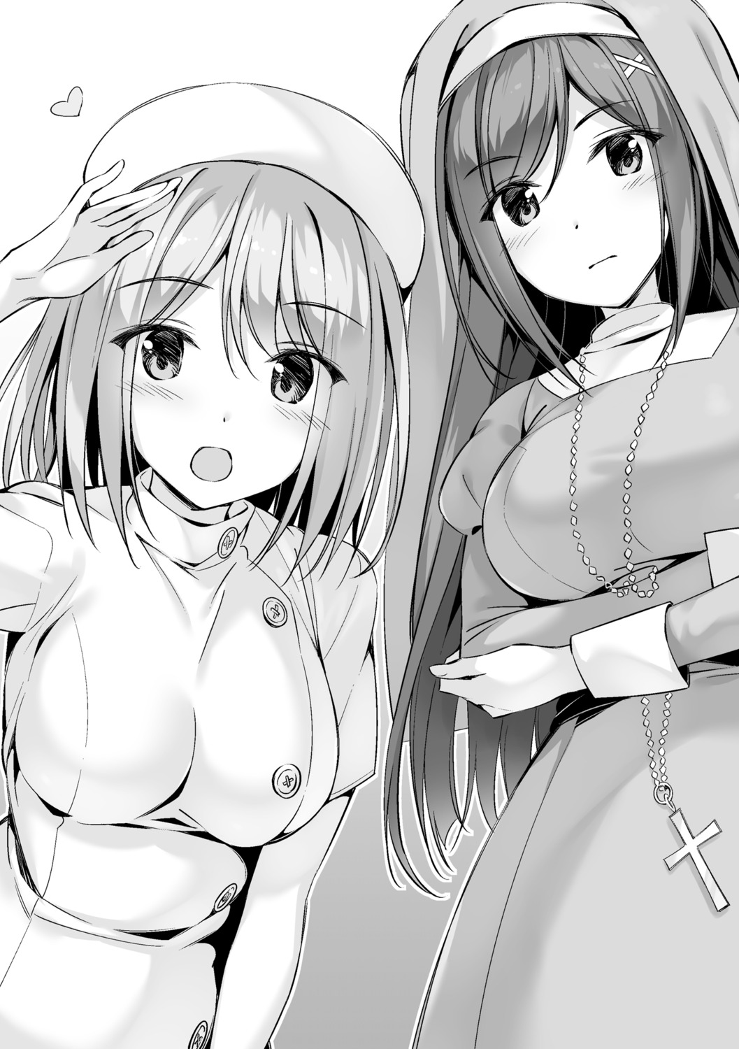 amanashi_nui boku_no_kanojo_sensei jinsho_karen monochrome nun nurse oryou