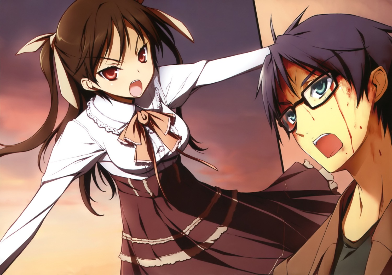 blood kikuchi_seiji mayo_chiki! megane sakamachi_kinjirou seifuku suzutsuki_kanade