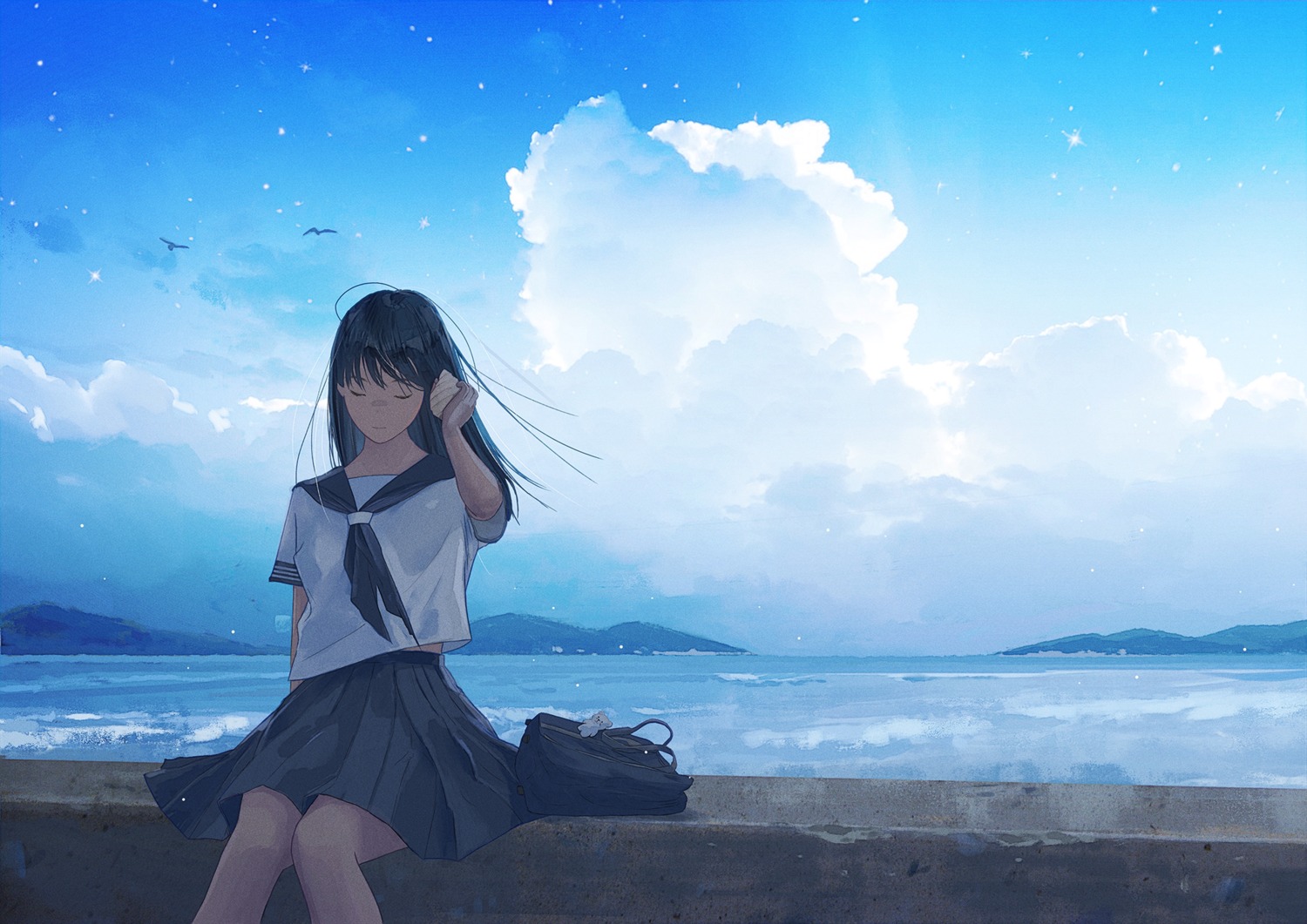 landscape nakamura_yukihiro seifuku skirt_lift