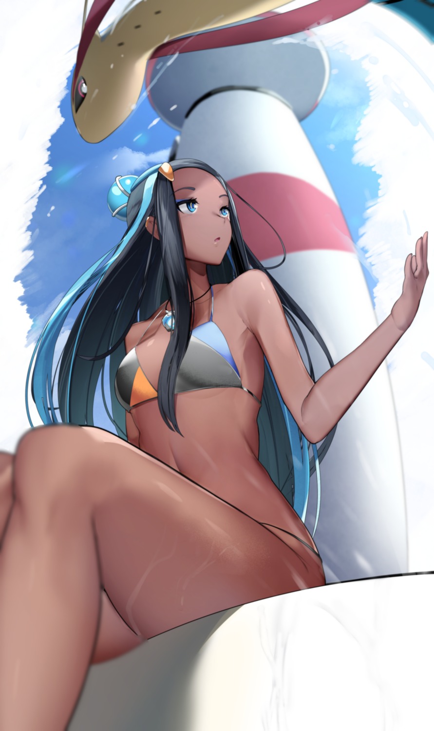 bikini cleavage milotic pokemon pokemon_swsh rurina_(pokemon) swimsuits yuuyuu_(yuuki1771)