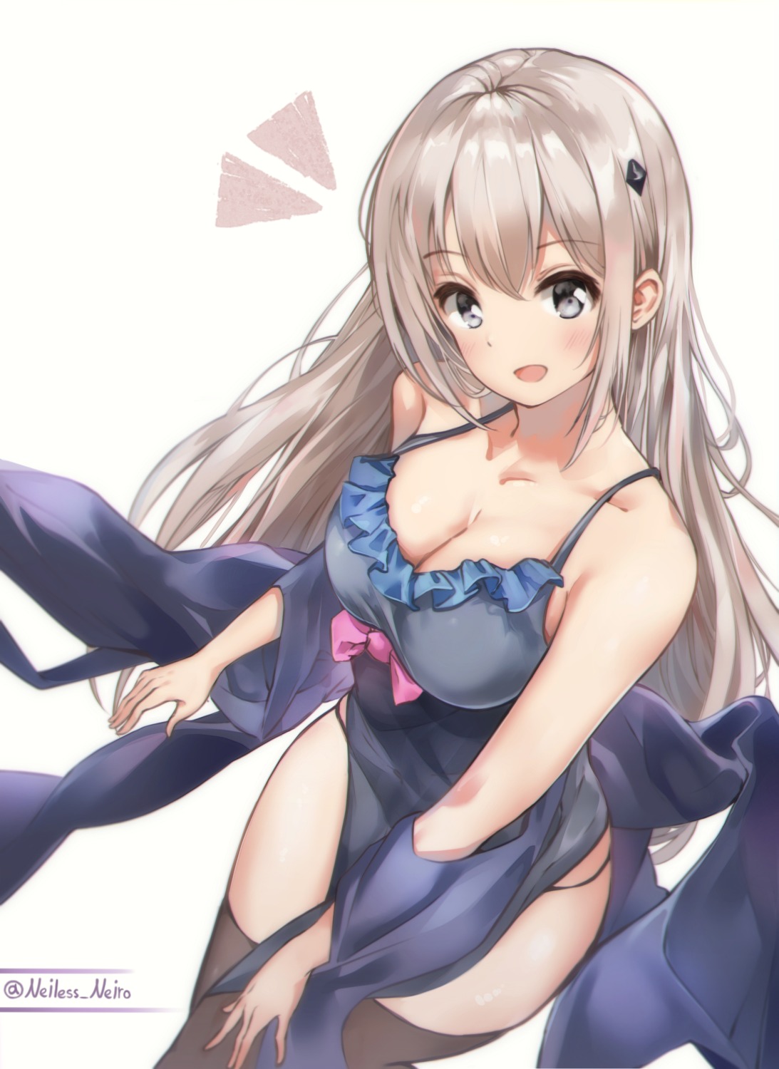 cleavage dress neiless_neiro pantsu see_through thighhighs