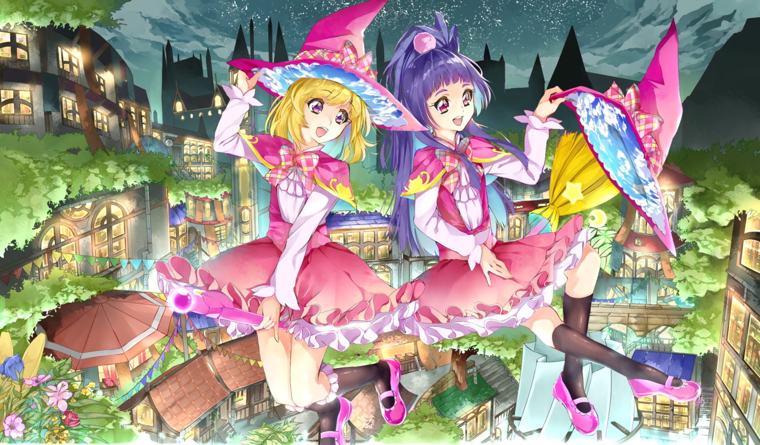 asahina_mirai dress izayoi_riko mahoutsukai_precure! precure witch yuutarou_(pixiv822664)