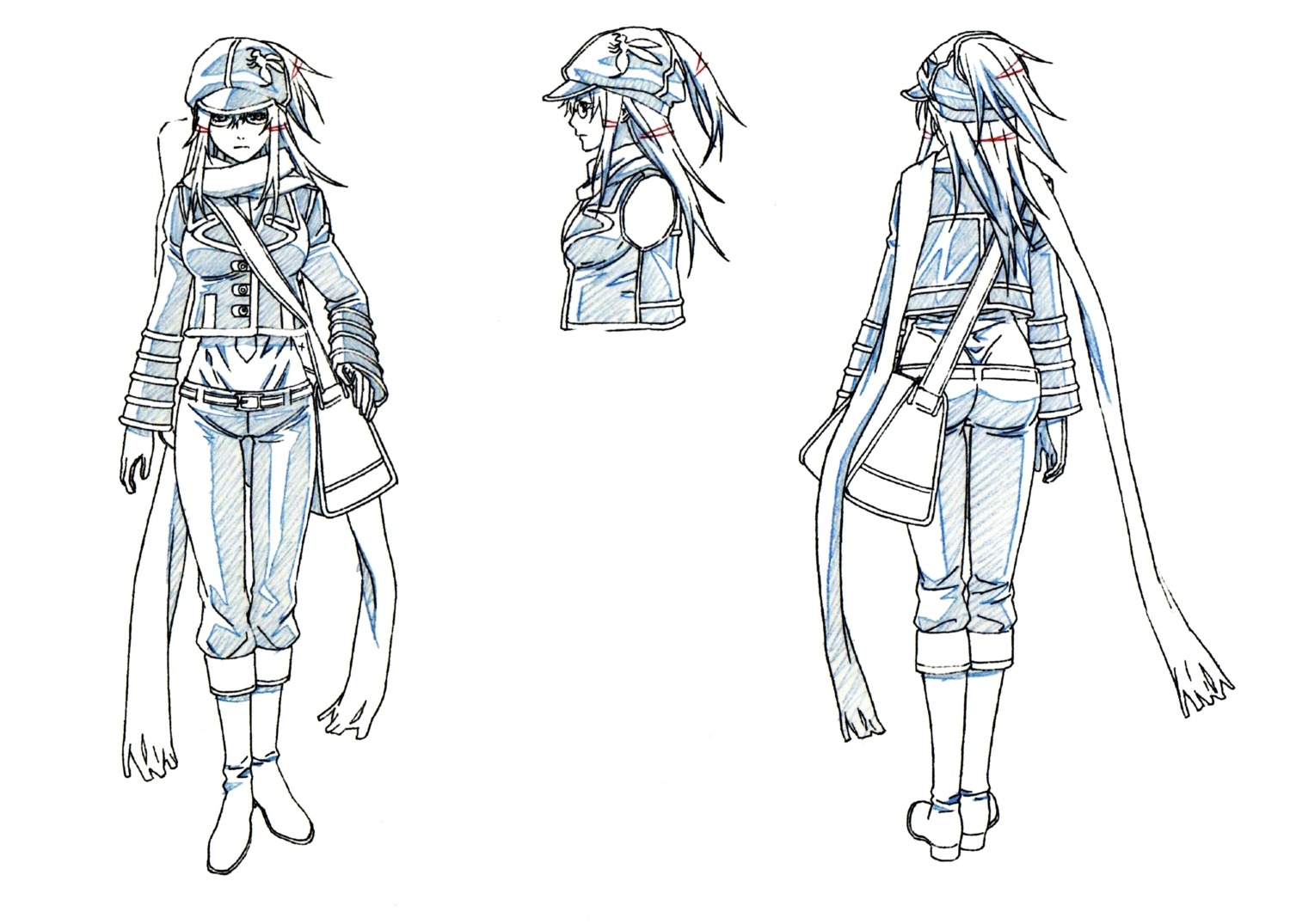 aria_link ass character_design megane shiba_minako sketch tegami_bachi uniform