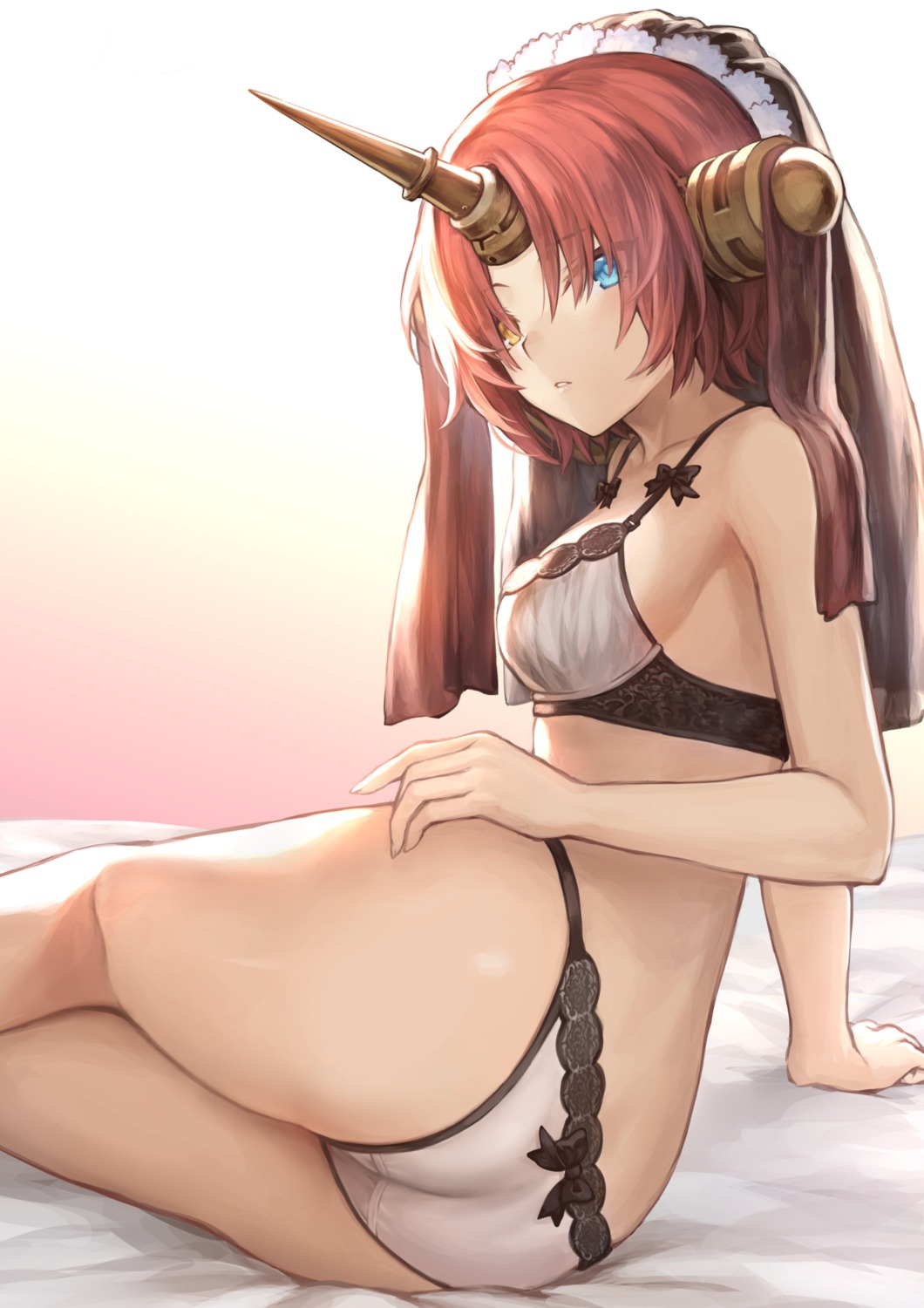 ass bra fate/apocrypha fate/grand_order fate/stay_night frankenstein's_monster_(fate) heterochromia horns lingerie mashu_(003) pantsu