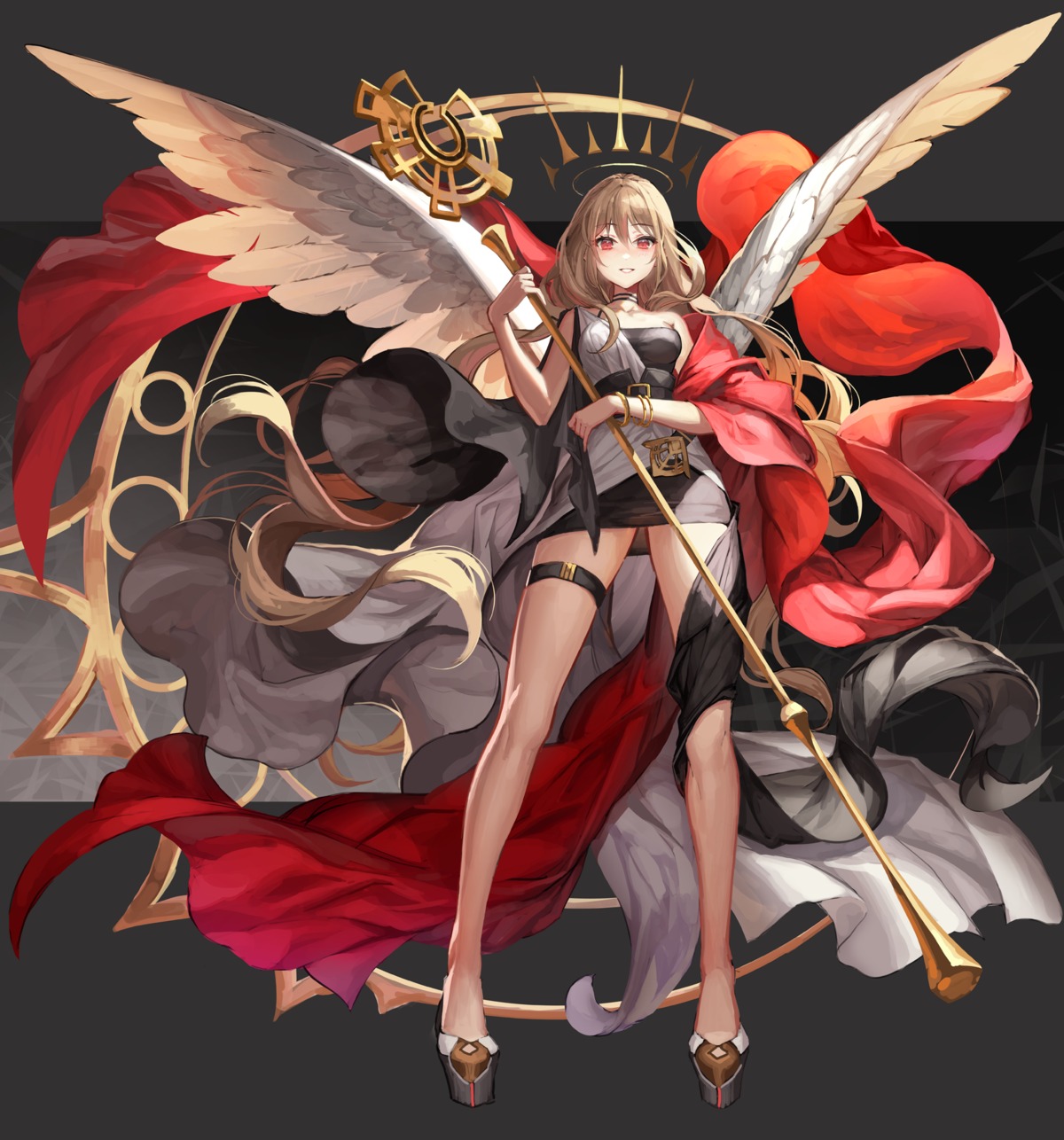 angel dress garter okuma_mai weapon wings
