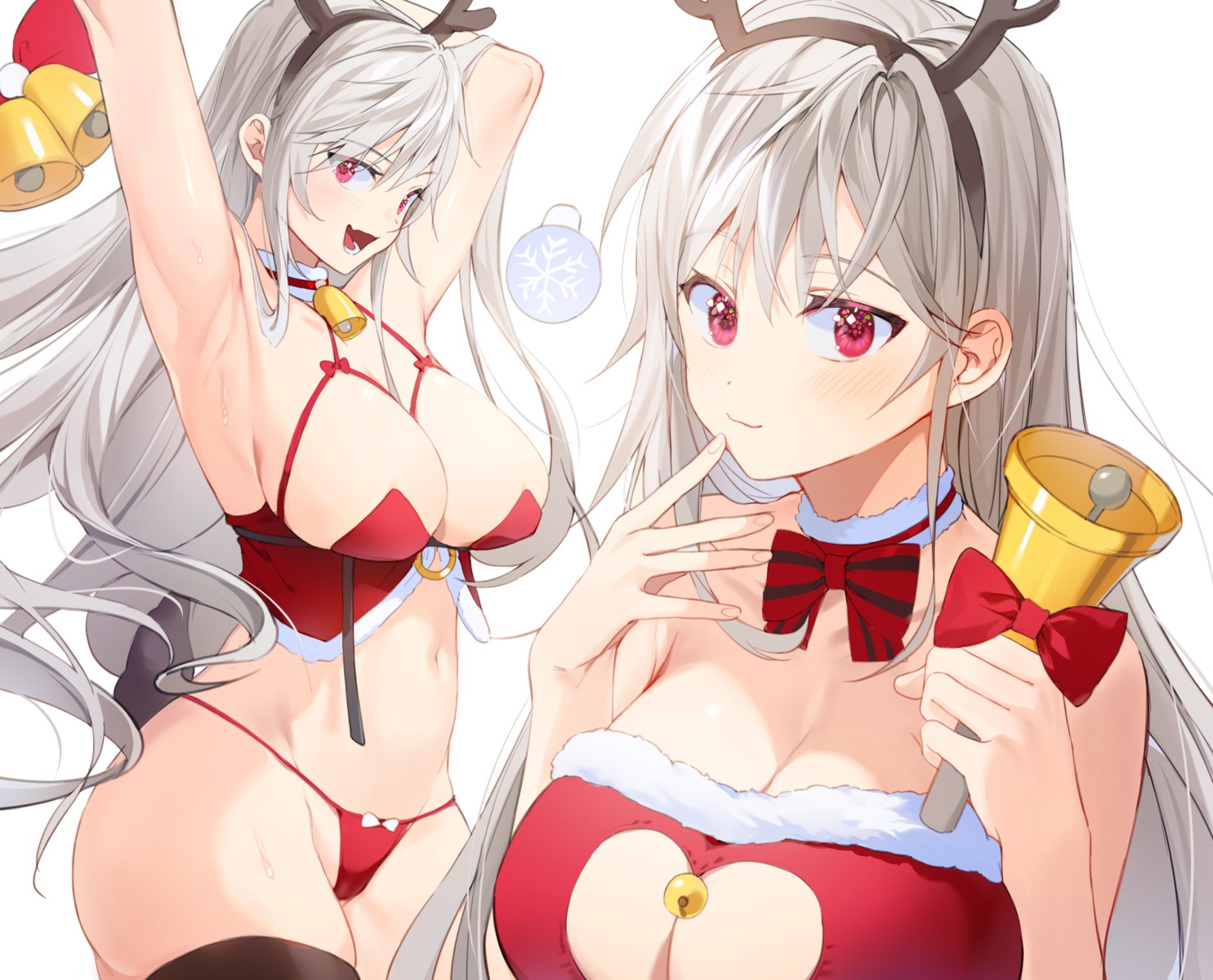 christmas horns no_bra pantsu thighhighs thong timy