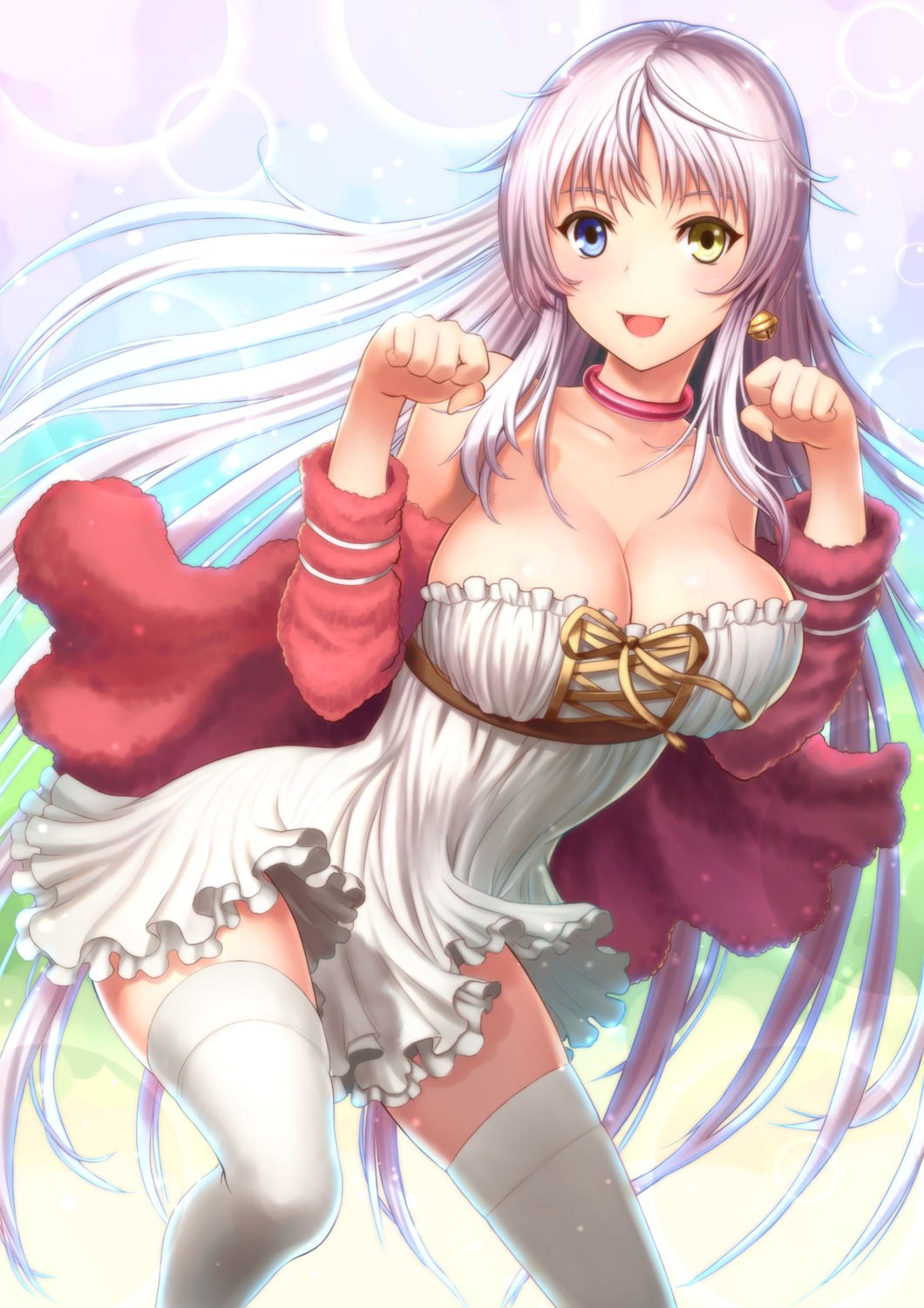 ameno_miyabi cleavage dress heterochromia k thighhighs youbou