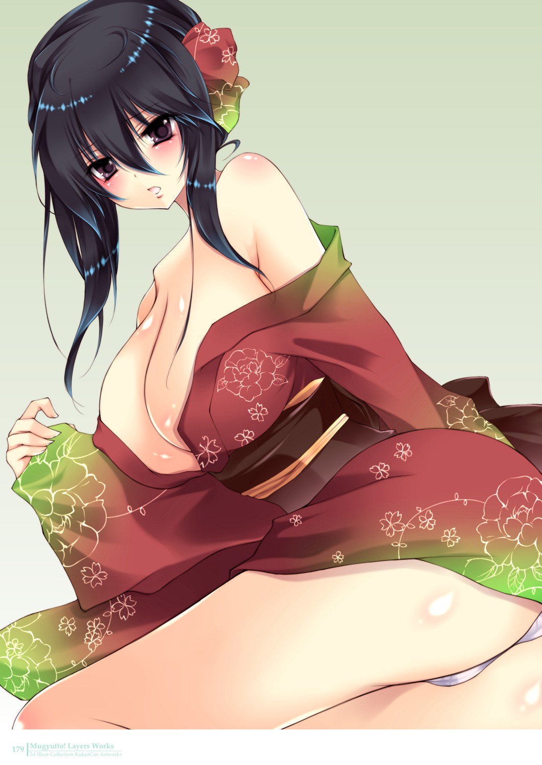 ass cameltoe cleavage erect_nipples kukui_can no_bra open_shirt pantsu yukata