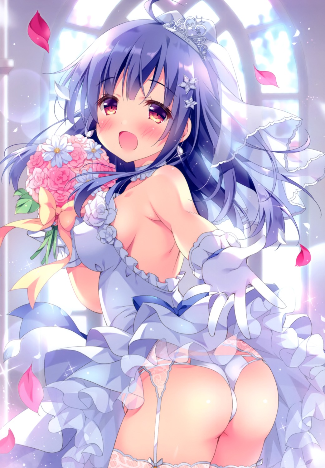 ass dress erect_nipples garter_belt pan pantsu possible_duplicate skirt_lift thighhighs uta_(pan) wedding_dress