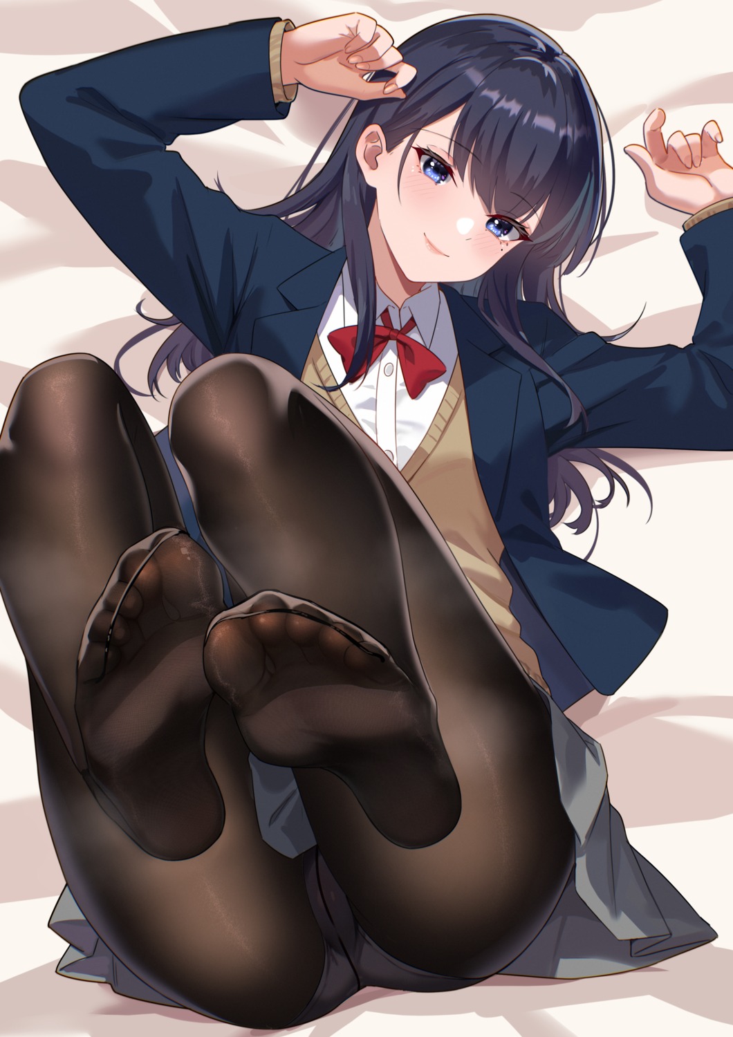 feet gher5555 miru_tights nakabeni_yua pantsu pantyhose seifuku skirt_lift sweater