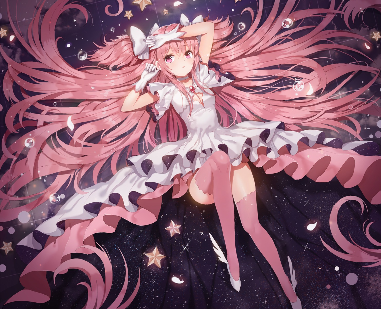 cleavage dangmill dress kaname_madoka mahou_shoujo_madoka_magica thighhighs ultimate_madoka