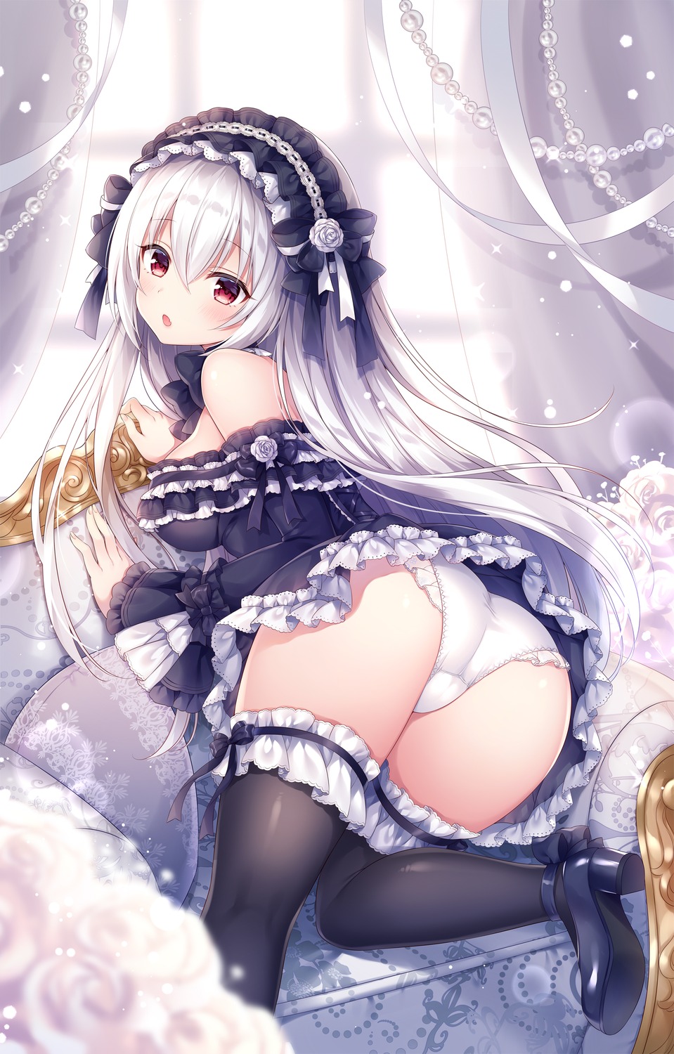 ass cameltoe dress heels kyuuketsuki-chan_(mitsuba_choco) lolita_fashion mitsuba_choco pantsu skirt_lift thighhighs