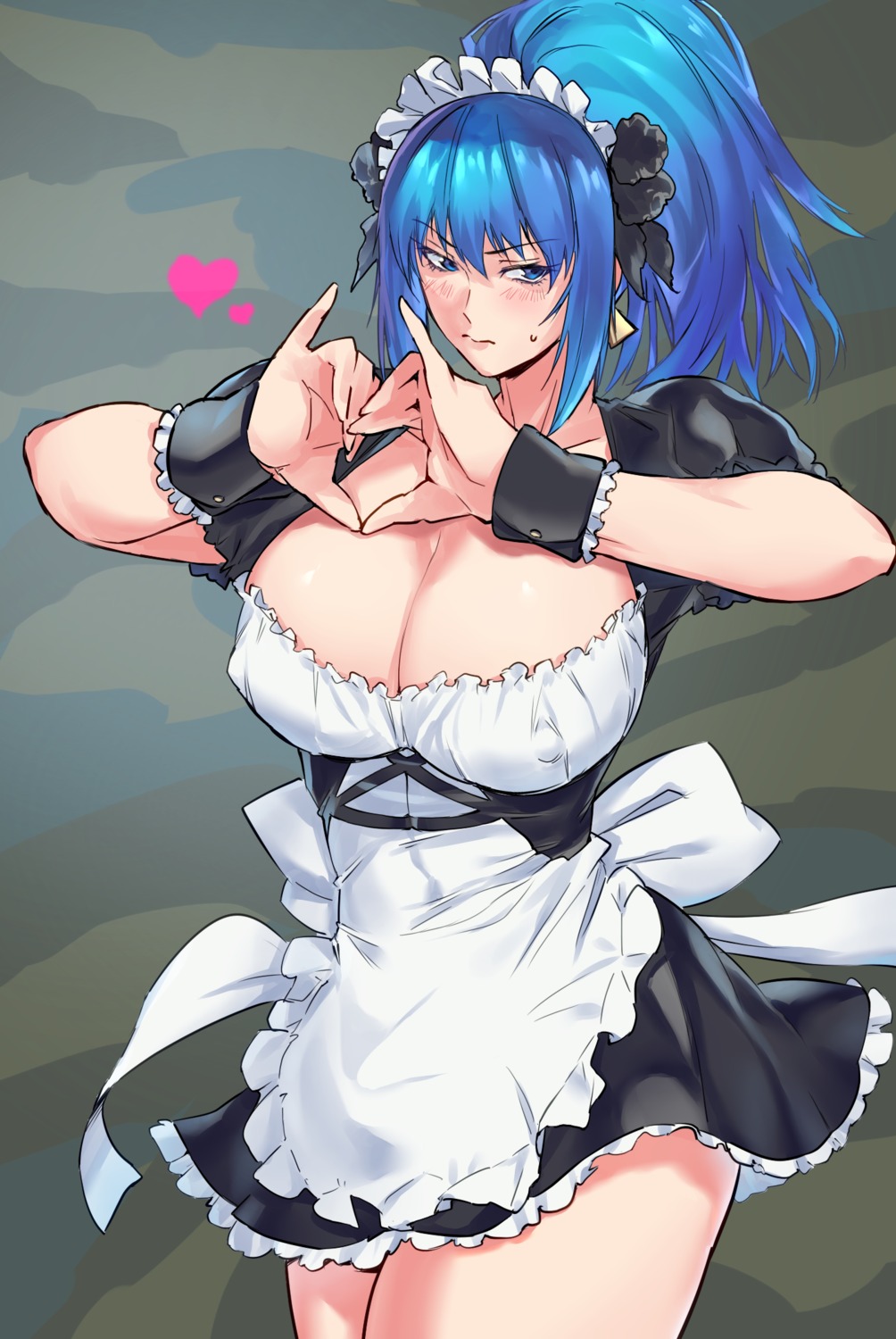 cleavage erect_nipples king_of_fighters leona_heidern maid negresco no_bra skirt_lift