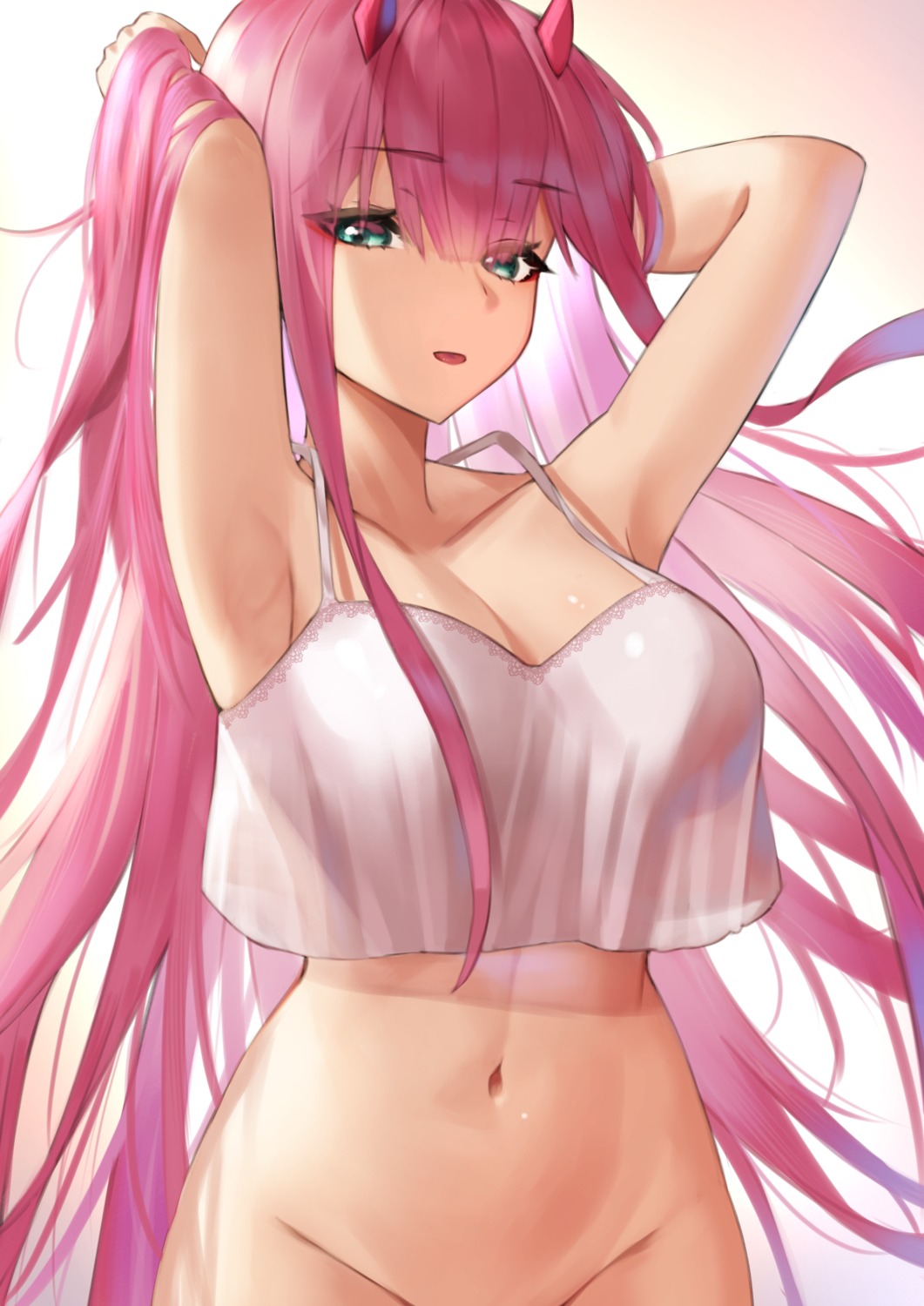 bottomless darling_in_the_franxx horns lingerie lordol see_through zero_two_(darling_in_the_franxx)