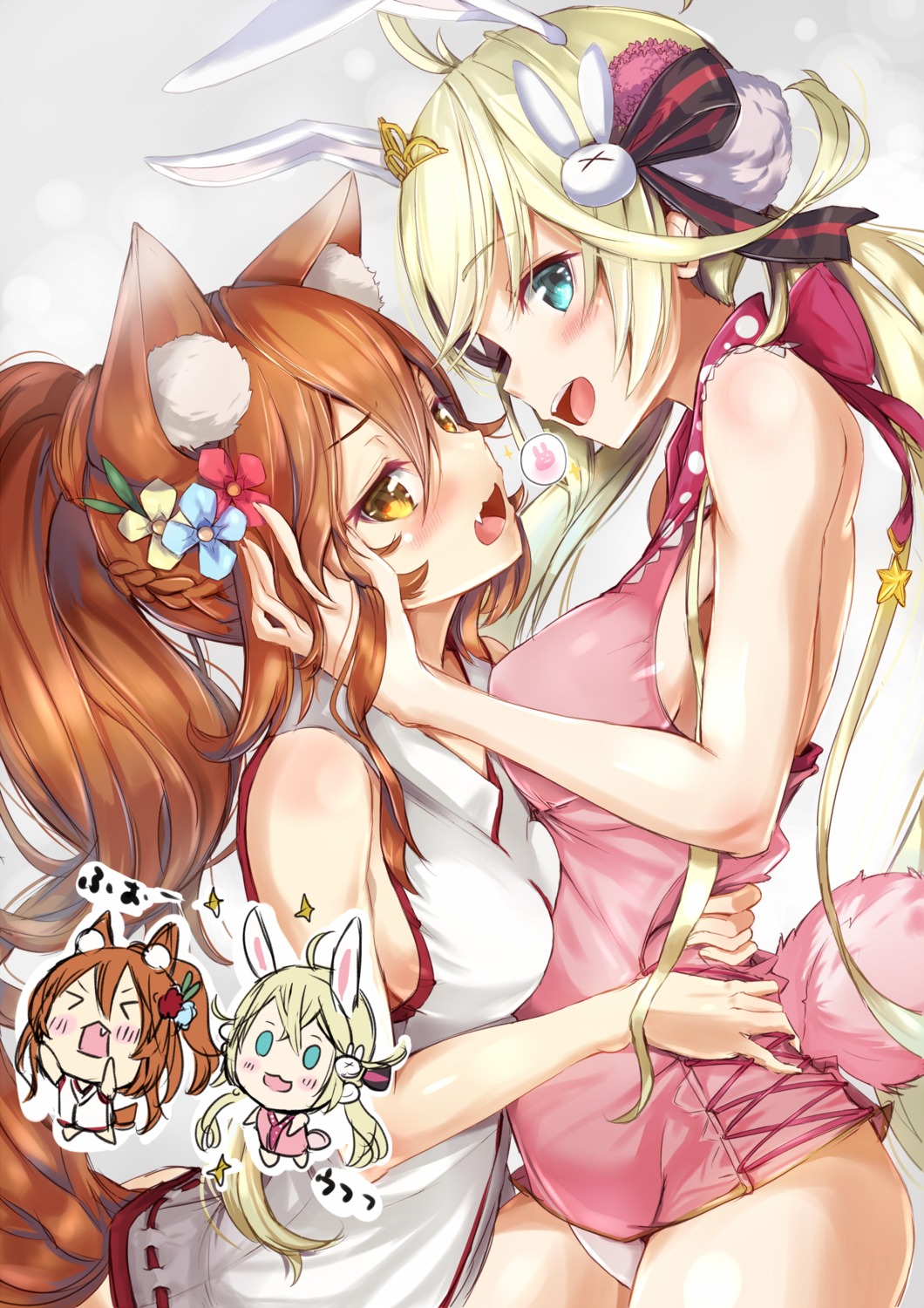 animal_ears bunny_ears chibi fuku_kitsune pantsu shironeko_project tail