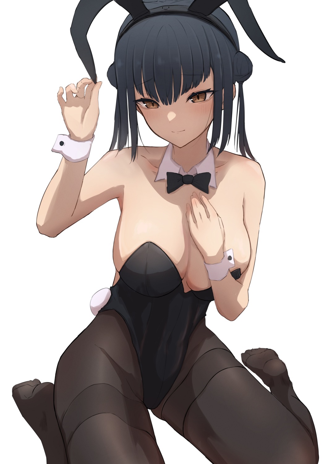 animal_ears bunny_ears bunny_girl kaekae_kaeru nijisanji no_bra pantyhose tail yamagami_karuta