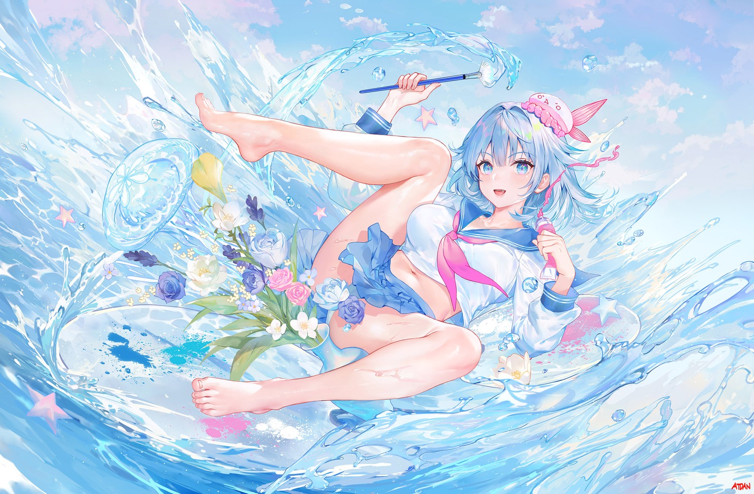 atdan feet haiyi pantsu seifuku skirt_lift synthesizer_v wet