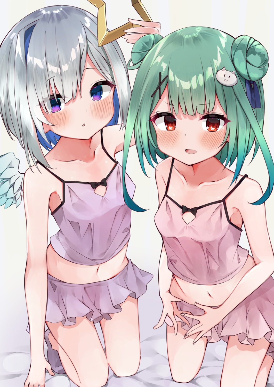 amane_kanata angel eureka_814 hololive lingerie loli uruha_rushia wings