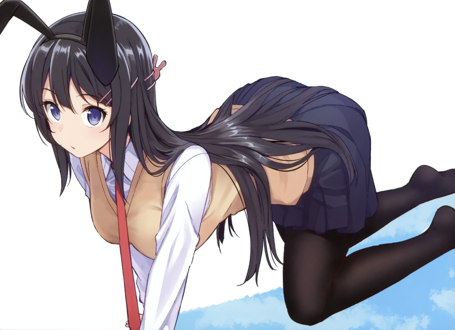 animal_ears bunny_ears musk_tiger pantyhose sakurajima_mai seifuku seishun_buta_yarou sweater