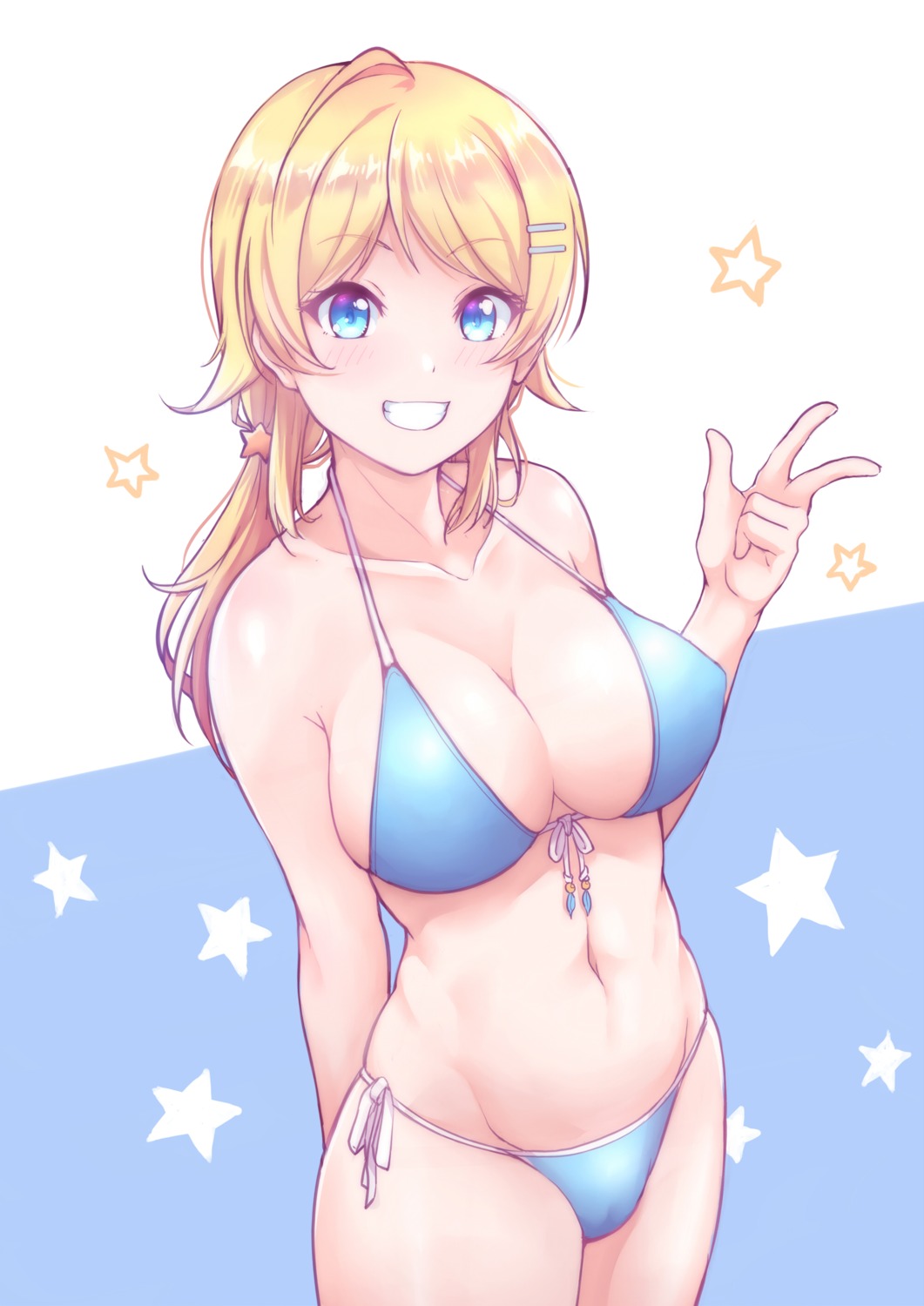 bikini cleavage erect_nipples hachimiya_meguru kanabun swimsuits the_idolm@ster the_idolm@ster_shiny_colors