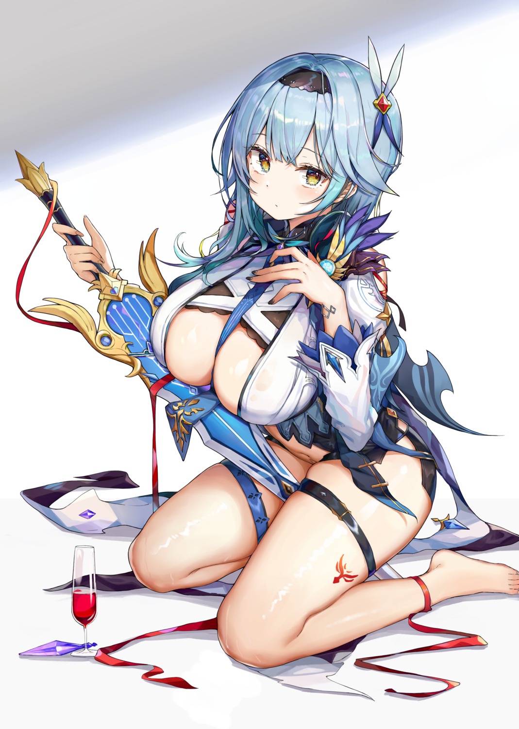 eula garter genshin_impact kiriko_(araragikoyomi) no_bra sword tattoo