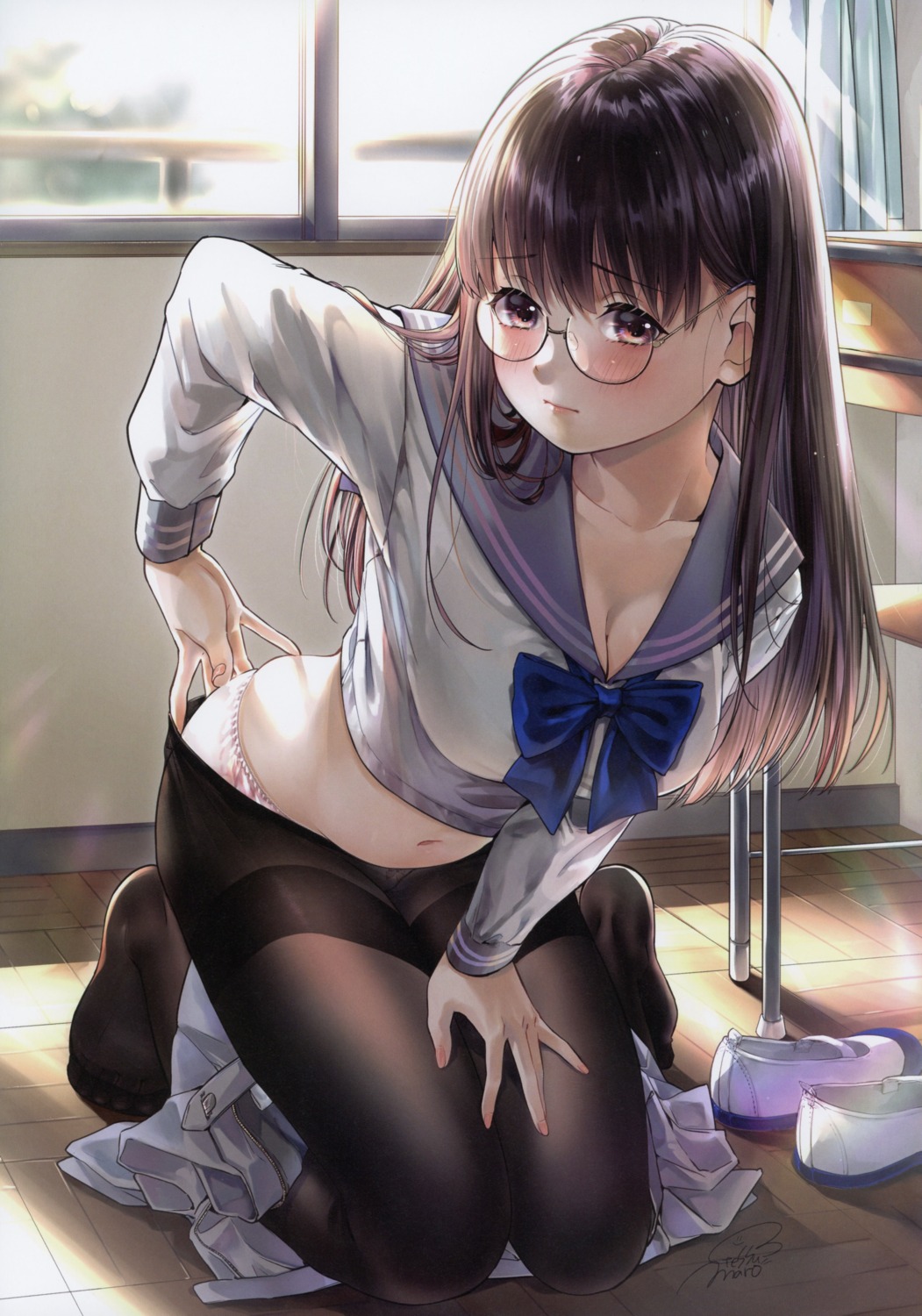 cleavage geshumaro megane pantsu pantyhose screening seifuku undressing