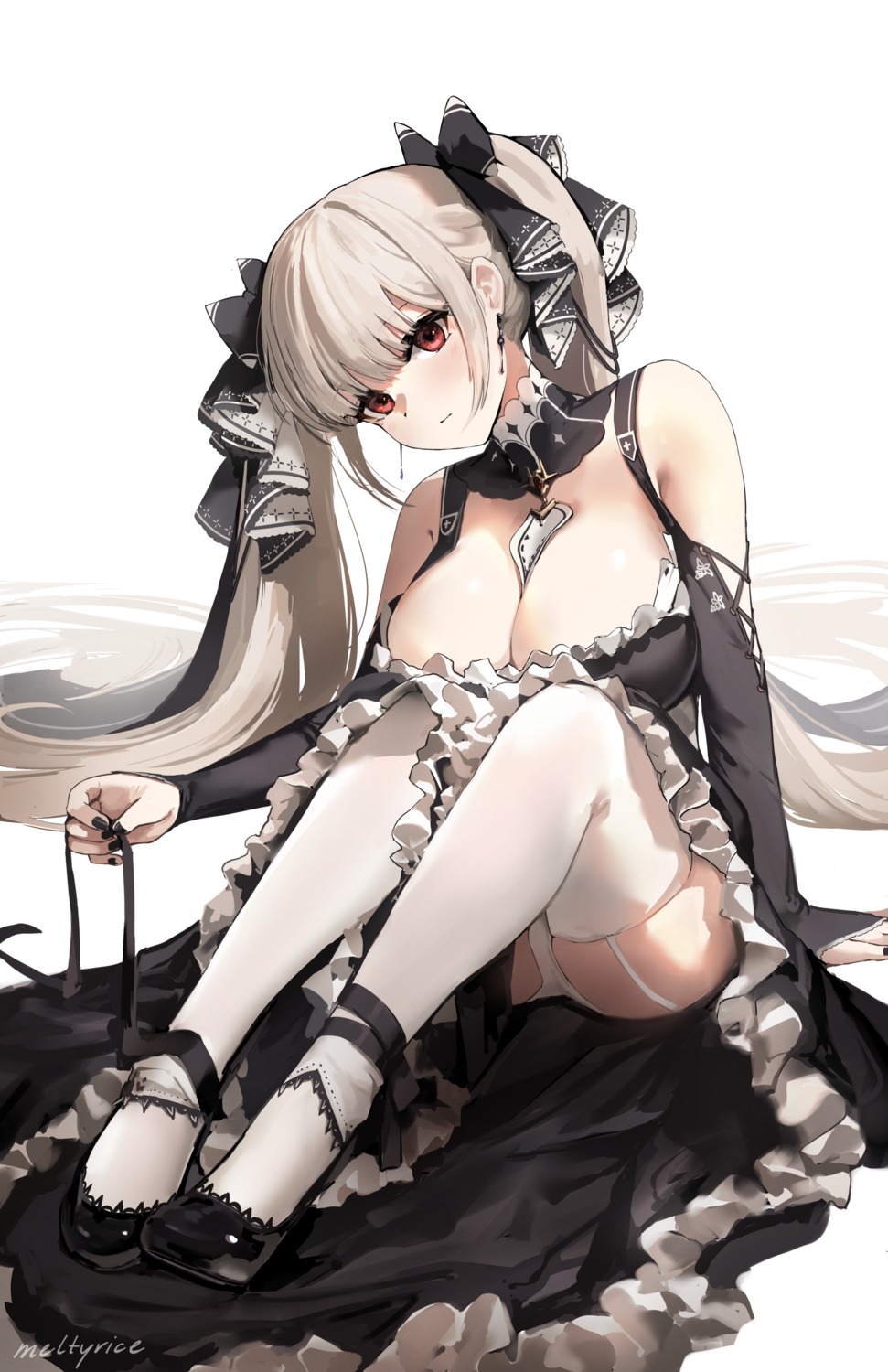 azur_lane formidable_(azur_lane) gothic_lolita lolita_fashion meltyrice no_bra pantsu skirt_lift stockings thighhighs