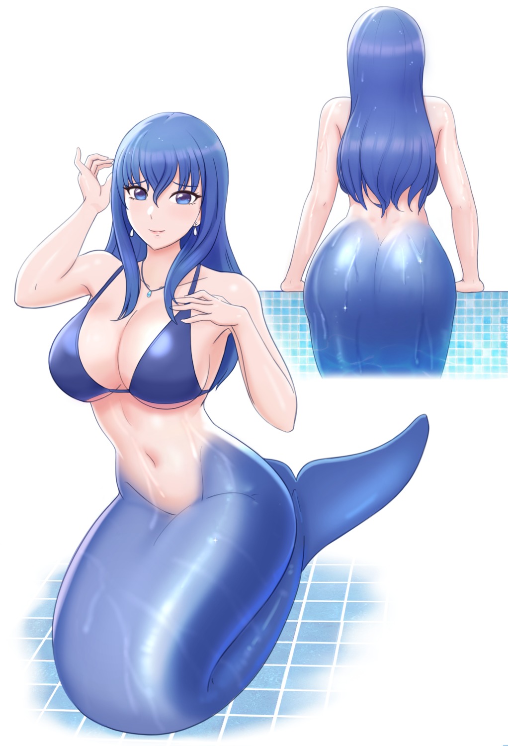 ass bikini_top mermaid monster_girl swimsuits tagme tail wet