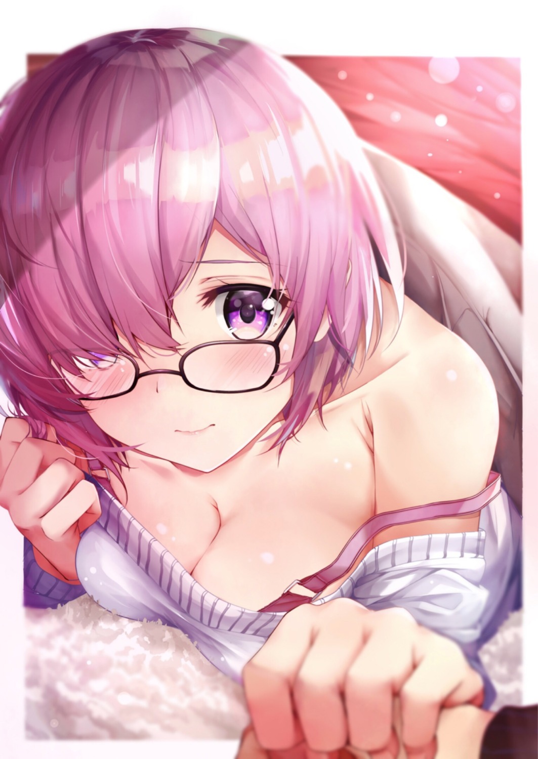 cleavage fate/grand_order mash_kyrielight megane rouka sweater