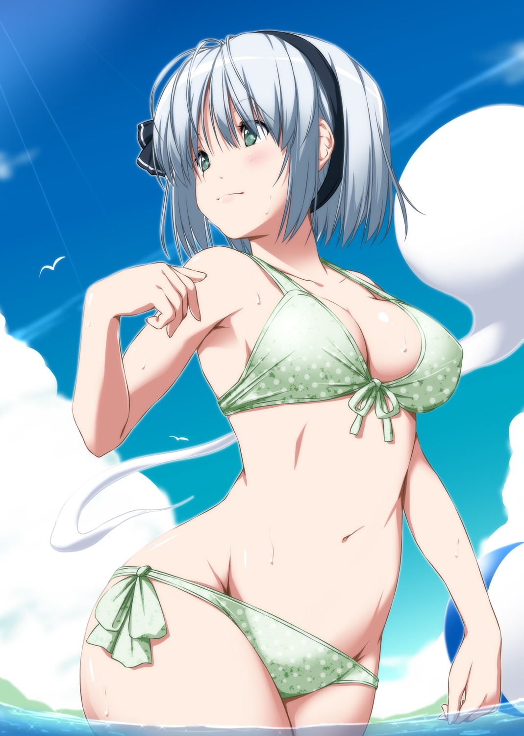 bikini cleavage konpaku_youmu nori_tamago swimsuits touhou wet