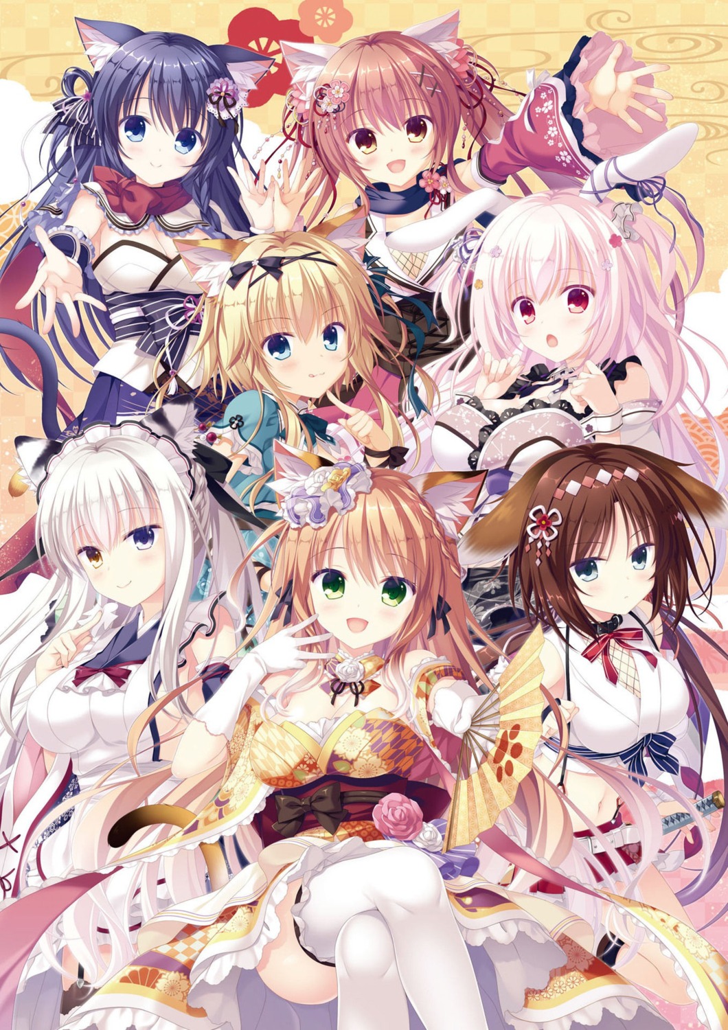 fuuma_tama fuuma_yura ishikawa_sana neko-nin_exheart neko-nin_exheart_3 nekokai_ritsu nekoyama_maya nekozuka_shino saiga_himari takano_yuki whirlpool