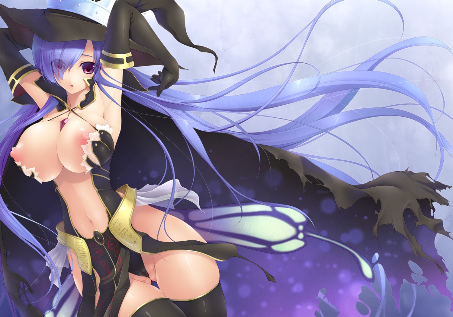 breasts cameltoe dress fatima luminous_arc luminous_arc_2 nakano_sora nipple_slip nipples pantsu thighhighs witch