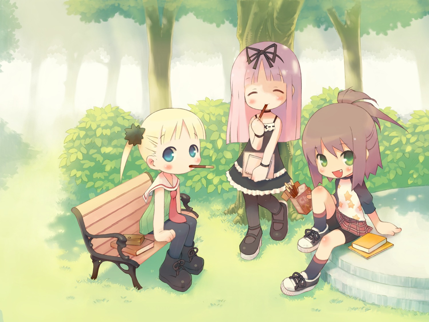 cuffs garden gayarou himemiya_ruri hoshino_erika suzumura_azami wallpaper