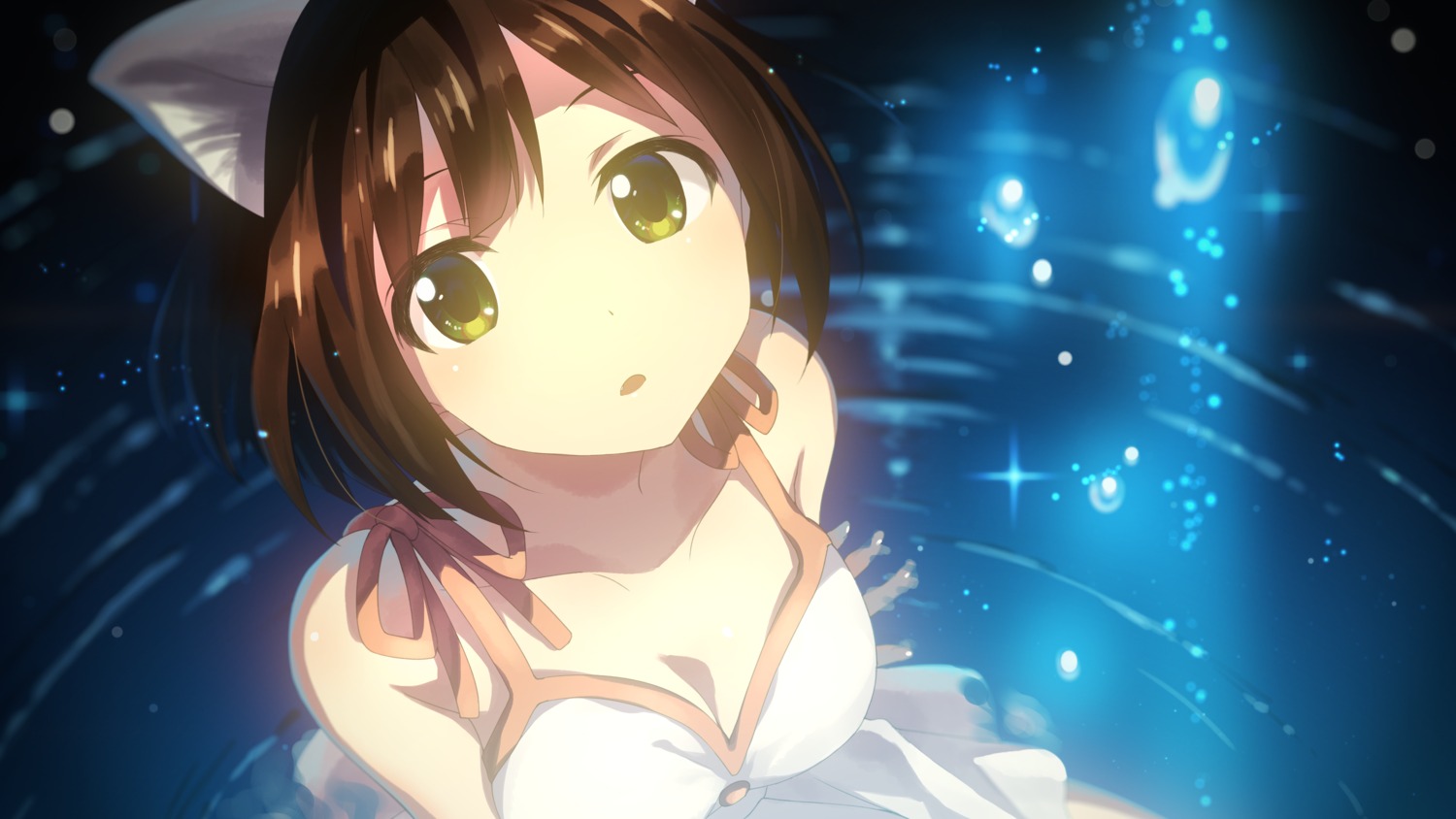 cleavage dress maekawa_miku studio_s.d.t. the_idolm@ster the_idolm@ster_cinderella_girls wallpaper wet yuuki_tatsuya