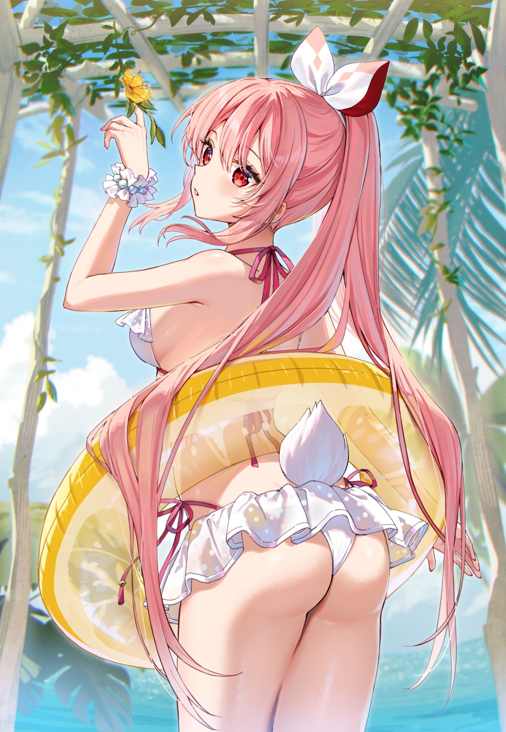 ass atelier_live bikini rosuuri rosuuri_(vtuber) skirt_lift swimsuits tail thong