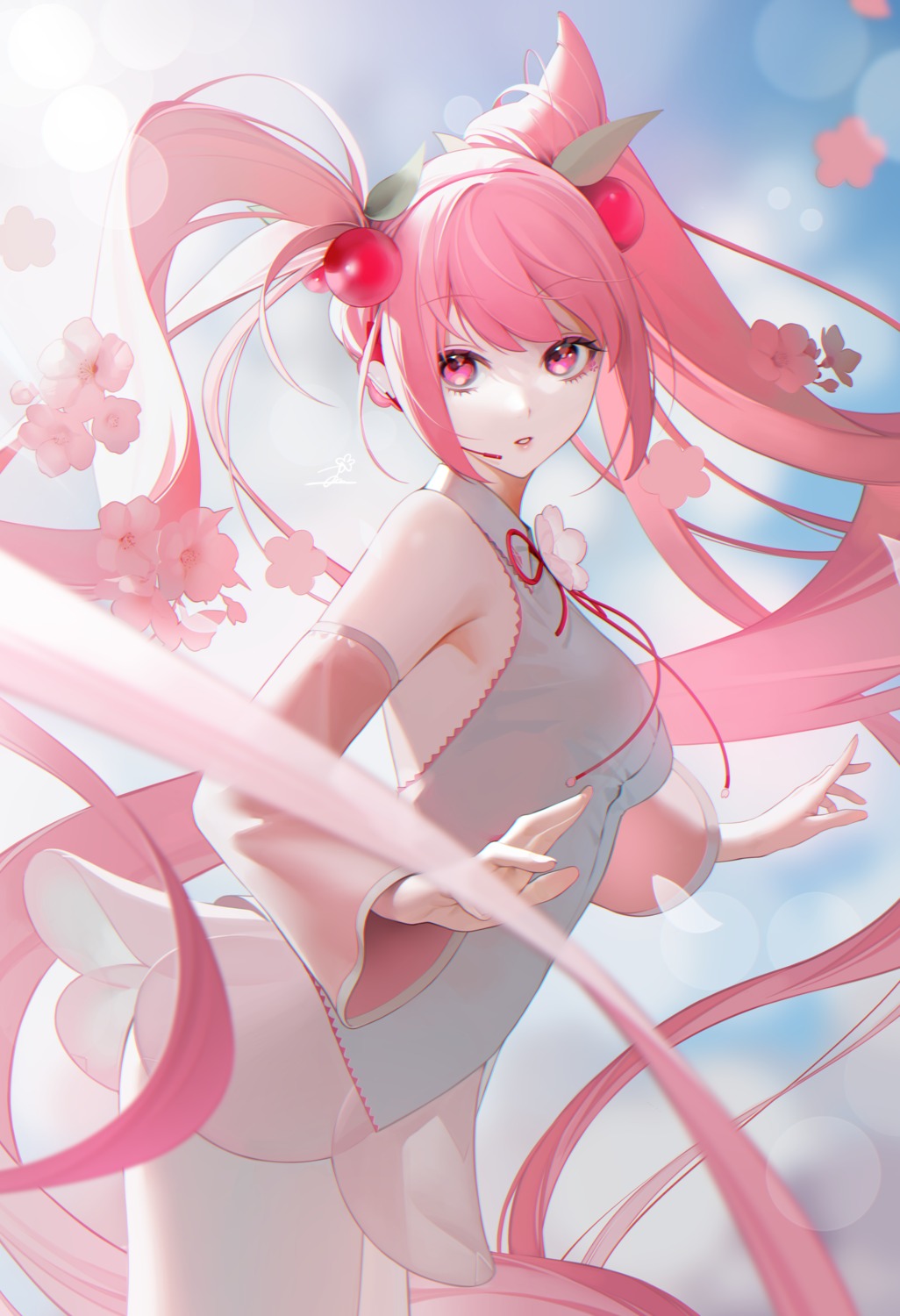 hatsune_miku no_bra ohisashiburi sakura_miku see_through vocaloid