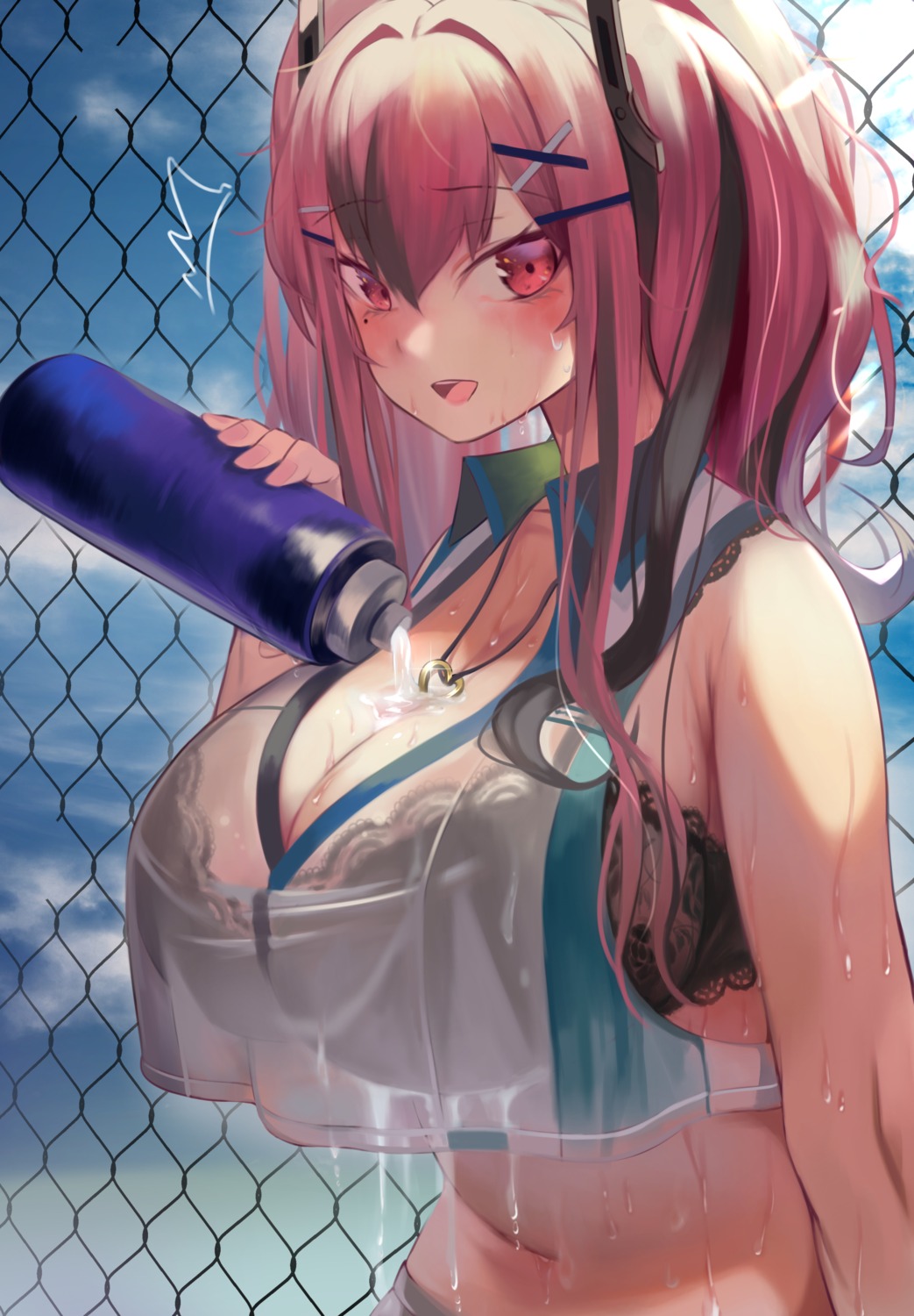 azur_lane bra bremerton_(azur_lane) cleavage see_through torriet wet wet_clothes