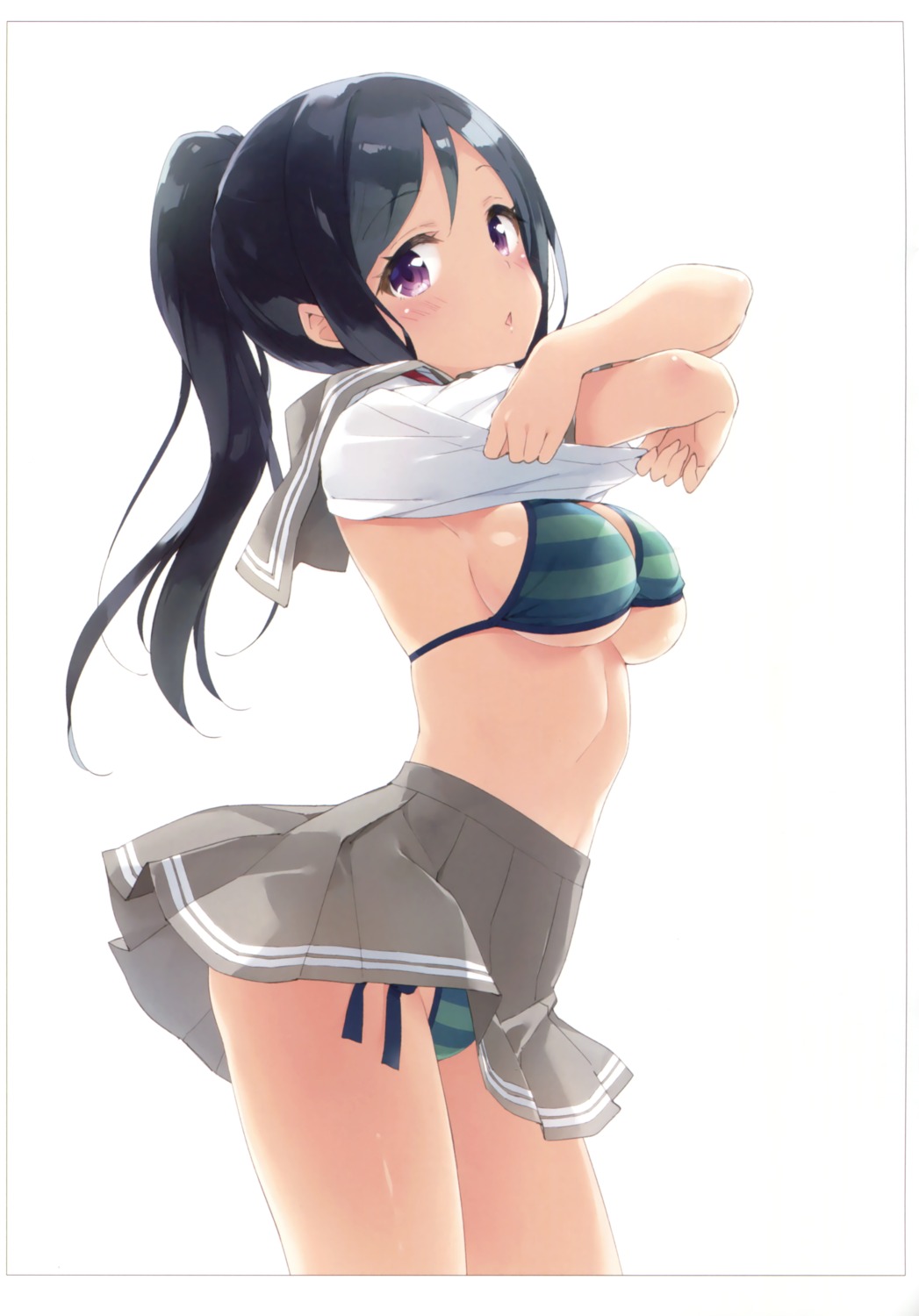 bikini cleavage kani_biimu love_live!_sunshine!! luminocity matsuura_kanan shirt_lift swimsuits underboob undressing