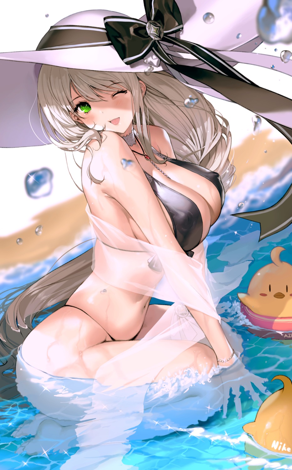 aquila_(azur_lane) azur_lane bikini erect_nipples manjuu_(azur_lane) nike_(nike1060) swimsuits wet