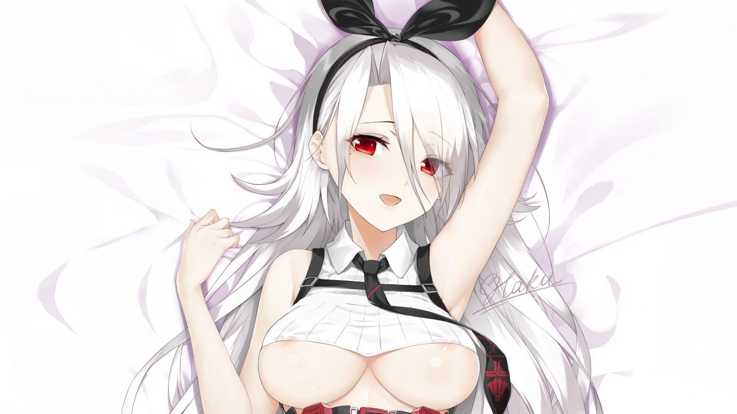 areola azur_lane erect_nipples haku89 no_bra prinz_heinrich_(azur_lane) wardrobe_malfunction