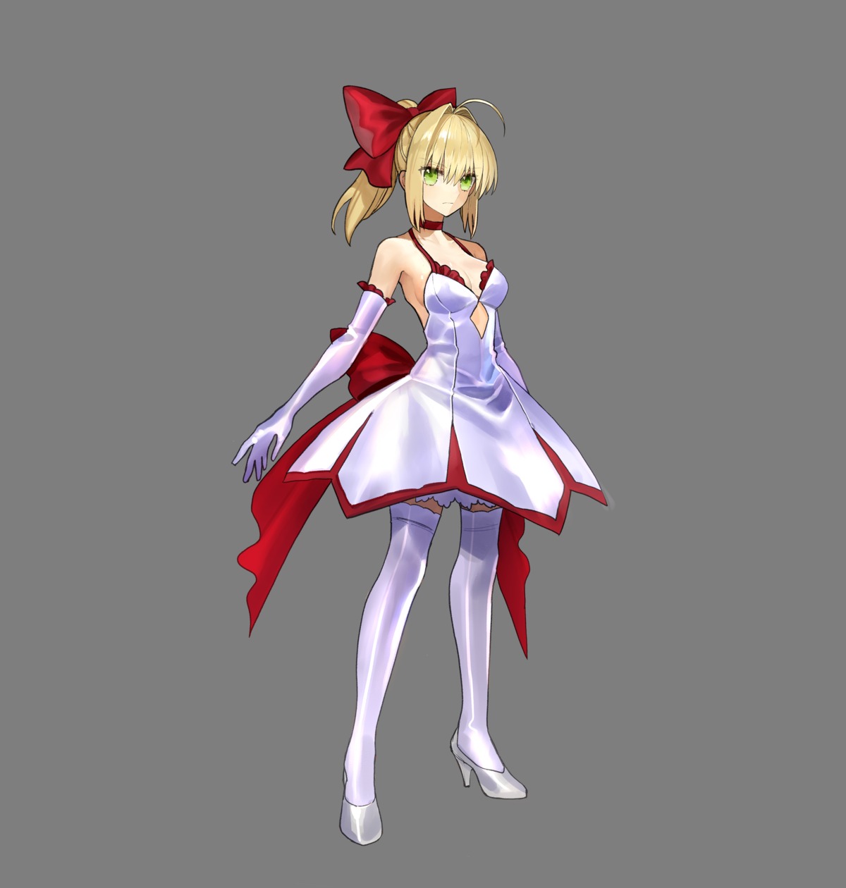 cleavage dress fate/extella fate/extra fate/stay_night heels saber_extra thighhighs transparent_png wada_rco