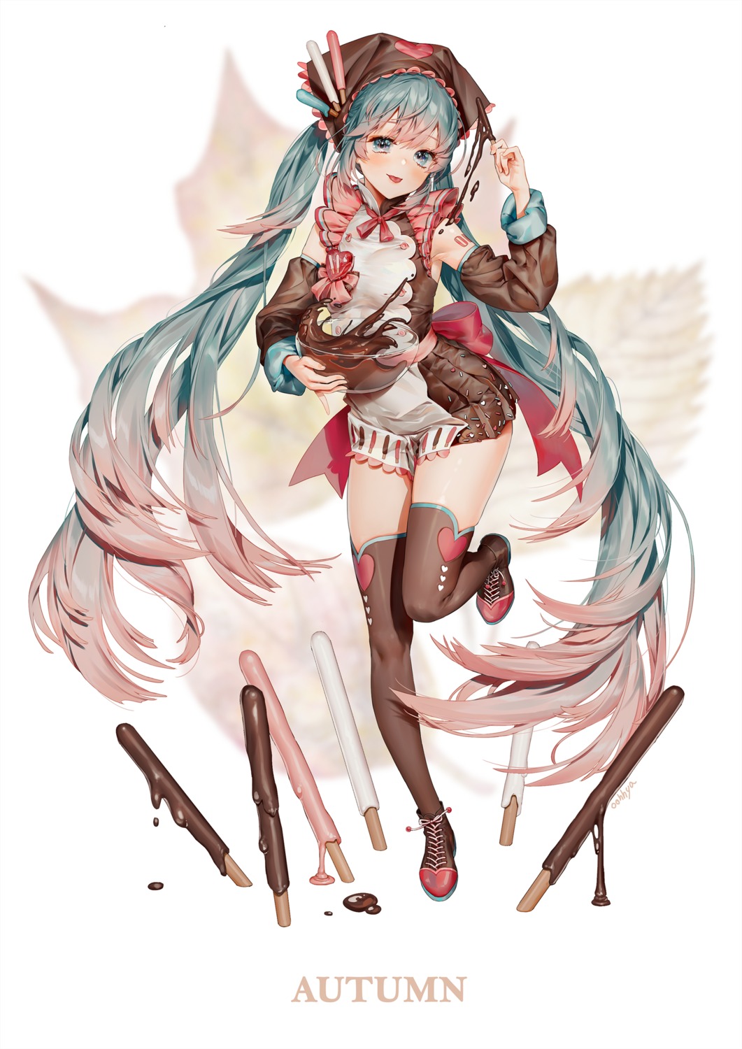 hatsune_miku oohhya tattoo thighhighs vocaloid