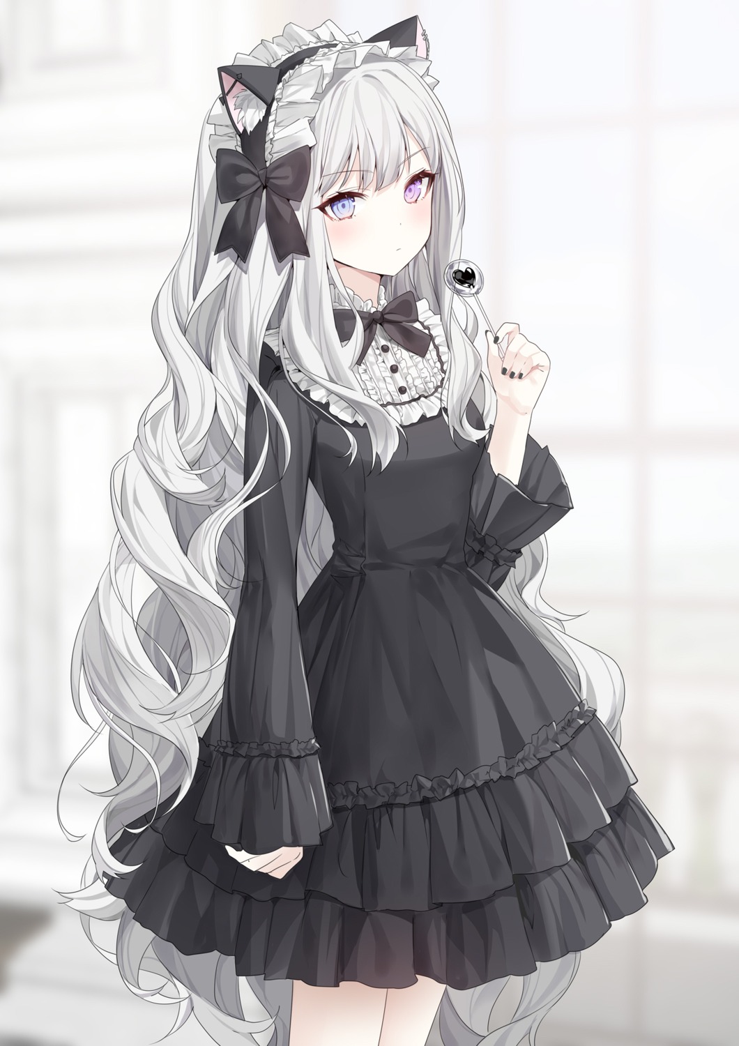 animal_ears dress gothic_lolita heterochromia lolita_fashion nekomimi ronopu