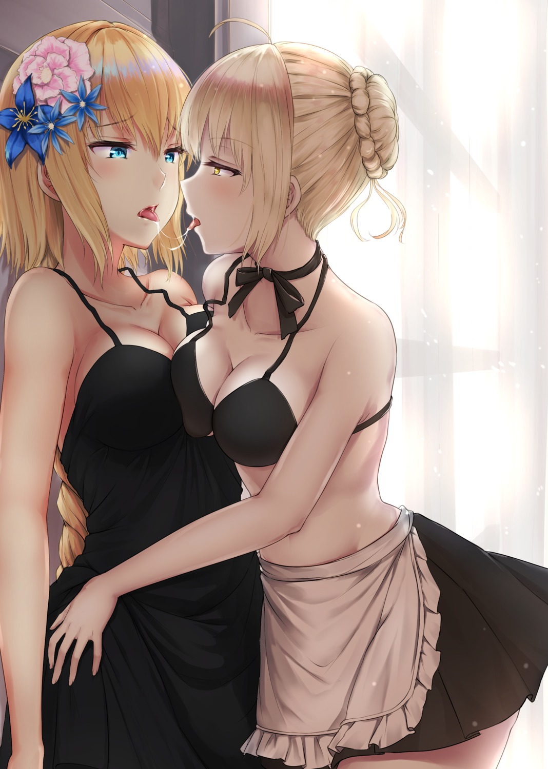 bikini_top cleavage dress fate/grand_order jeanne_d'arc jeanne_d'arc_(fate) maid primamiya saber saber_alter swimsuits yuri