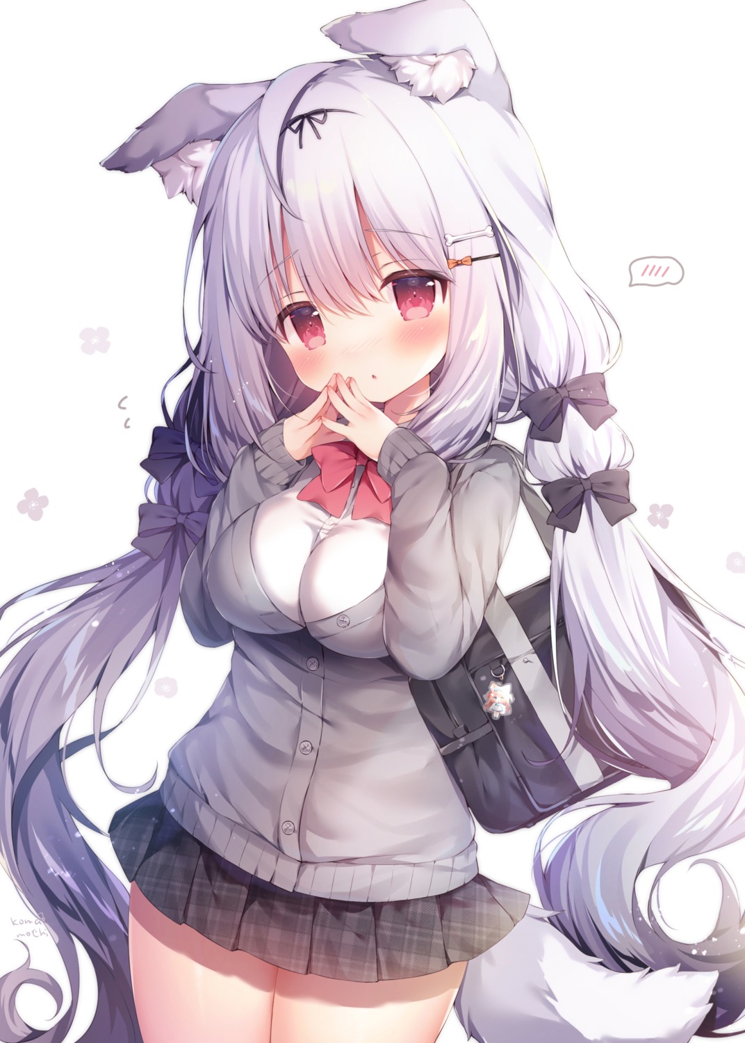 animal_ears inumimi momozu_komamochi seifuku sweater tail