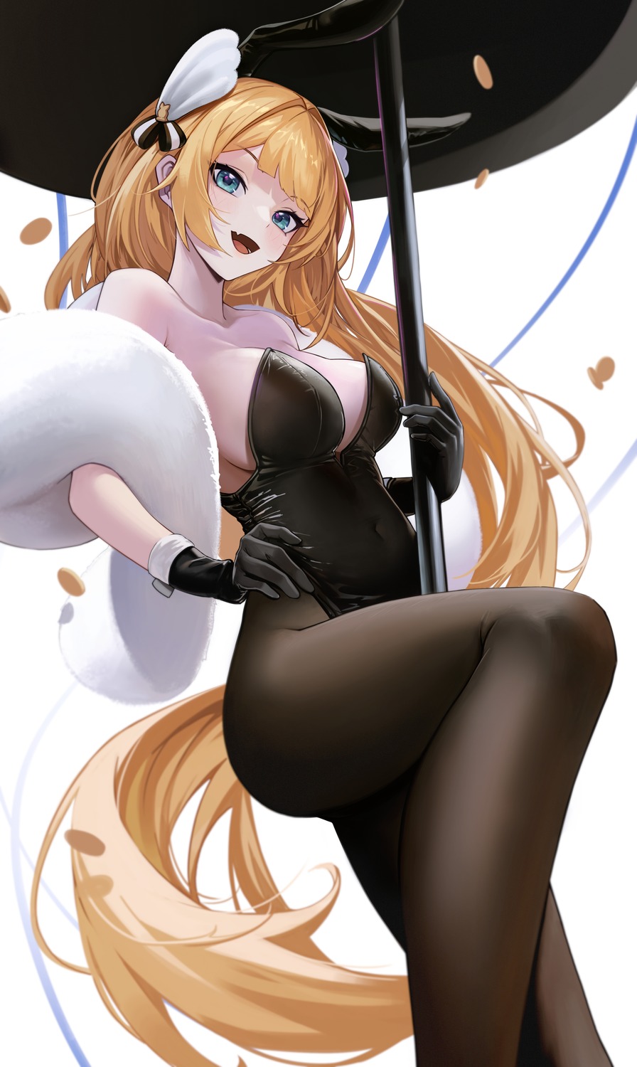 animal_ears anizi bunny_ears bunny_girl goddess_of_victory:_nikke no_bra pantyhose rupee_(nikke)